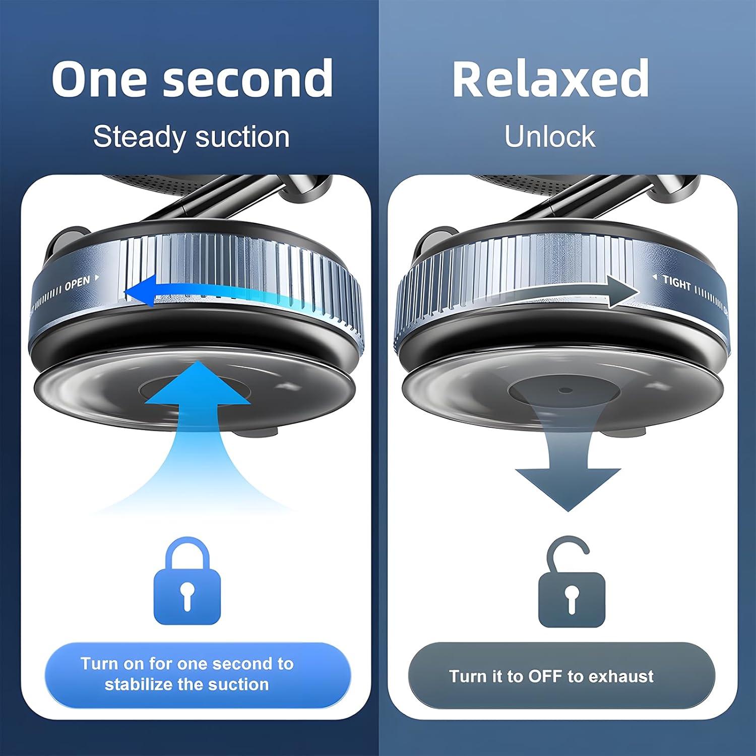 Wireless Charger Car Phone Holder for Magsafe,360°Adjustable Vacuum Magnetic Phone Holder Suitable for Non-Smooth Surfaces,Compatible with iPhone 16/15/14/13/12 Series