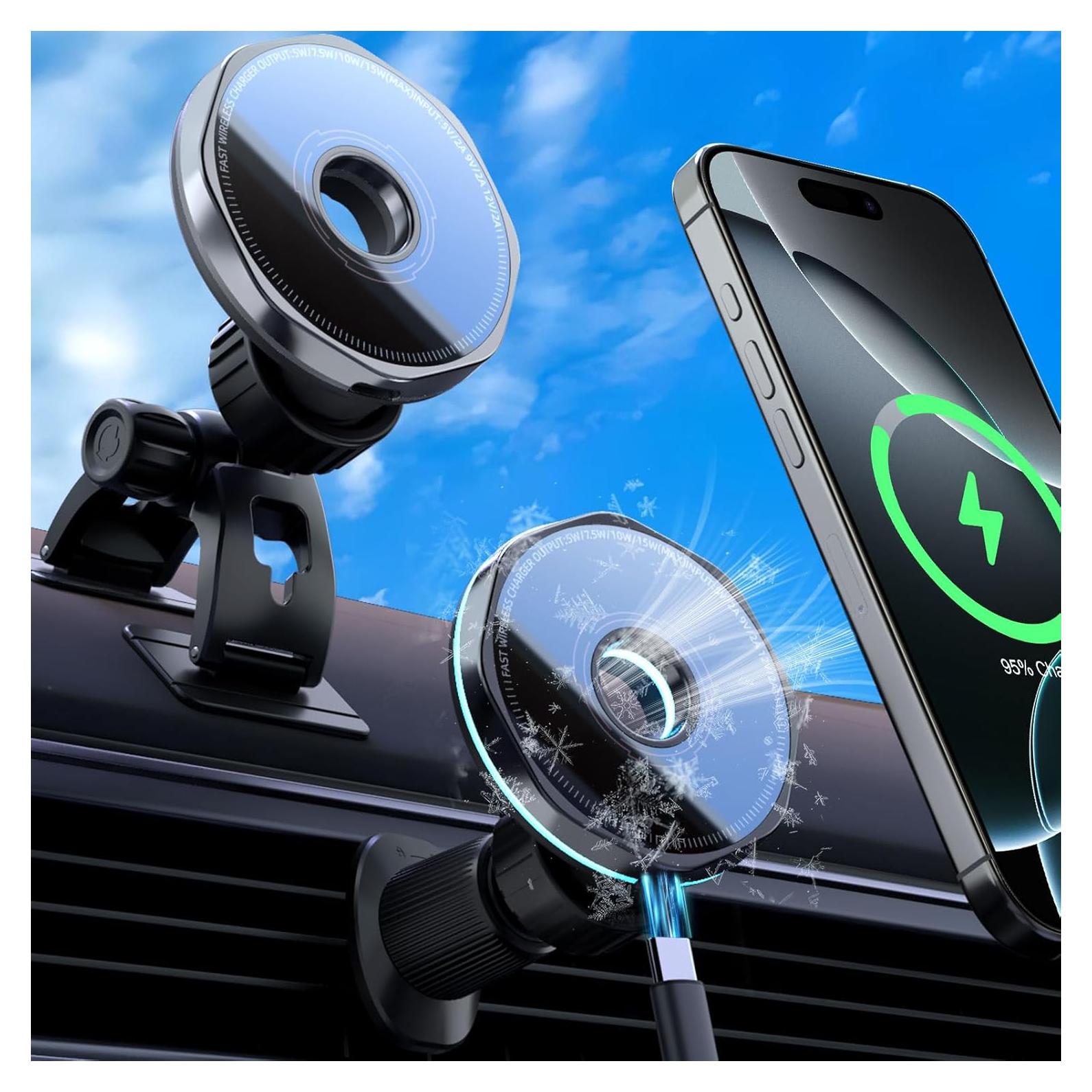 Cargador Inalámbrico MagSafe Crienten 15W Soporte Auto 360°
