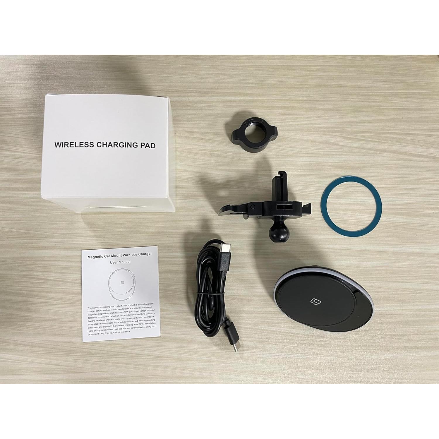 Cargador Inalámbrico de Auto Mag Safe UorMe 15W para iPhone y Samsung