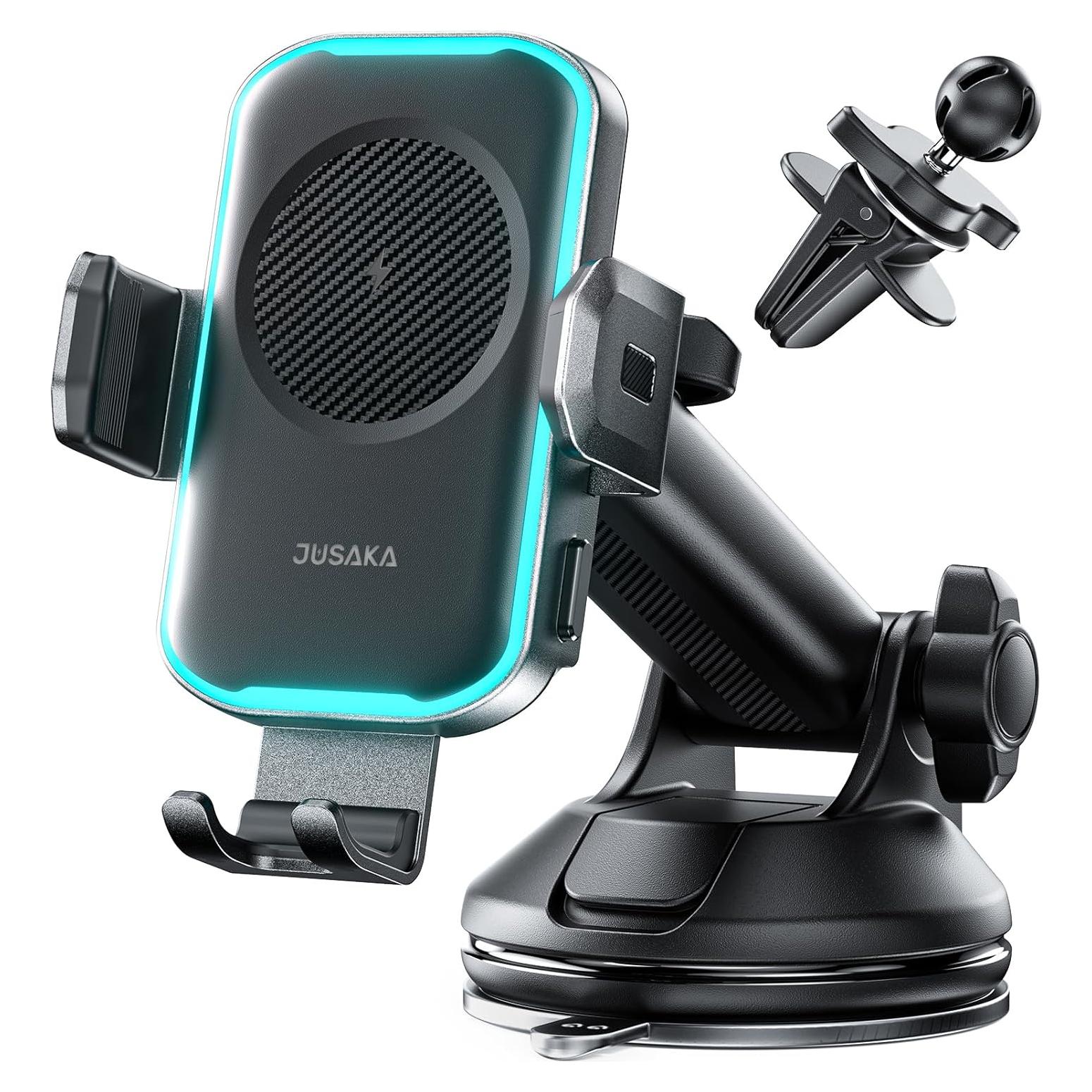Cargador Inalámbrico para Auto JUSAKA 15W Soporte Teléfono