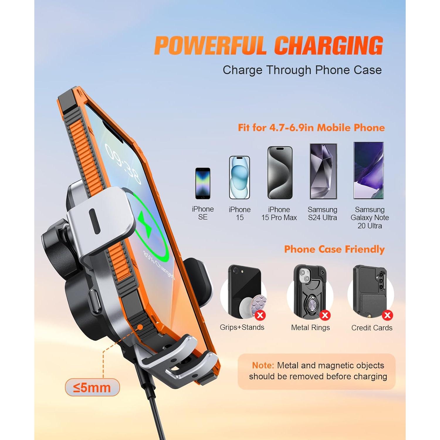 Soporte Cargador Inalámbrico para Coche OBRFFE 15W Ajustable