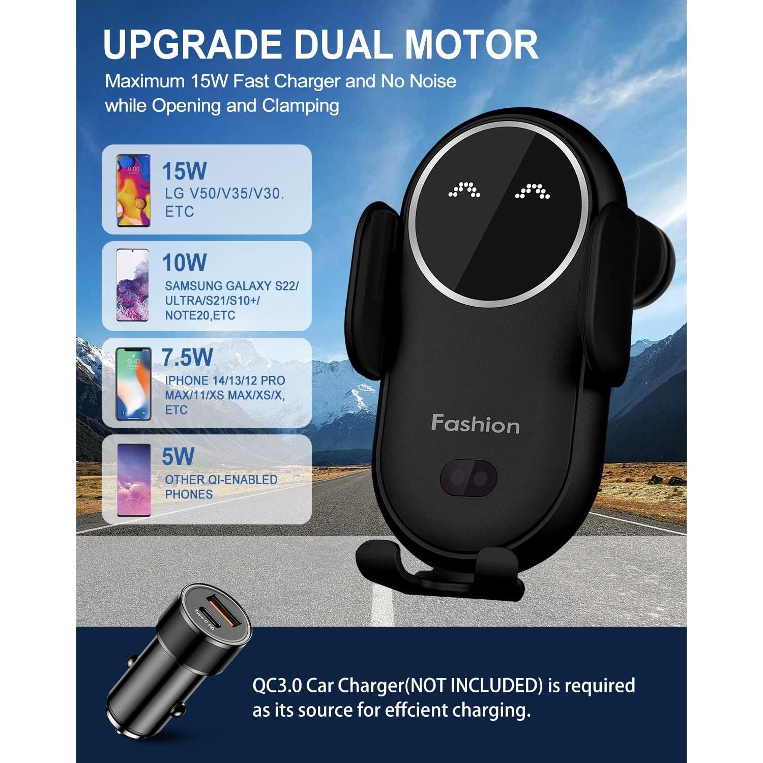 Cargador Inalámbrico para Auto Swascoger Negro 15W con Soporte