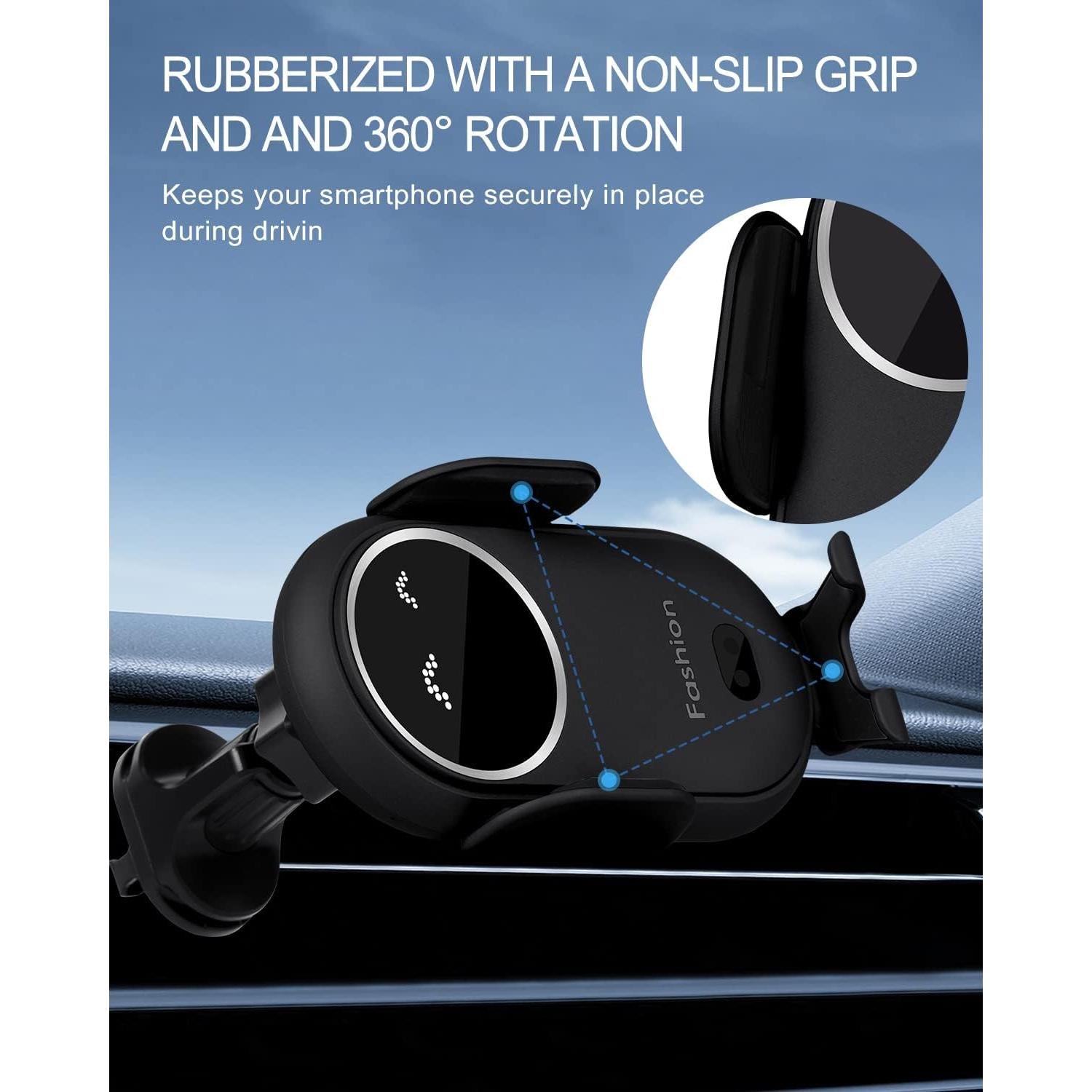 Cargador Inalámbrico para Auto Swascoger Negro 15W con Soporte