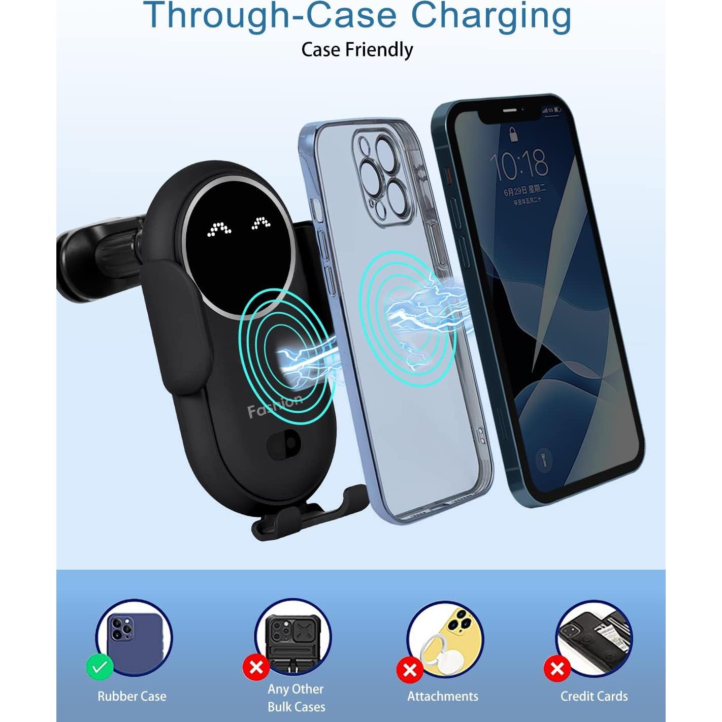 Cargador Inalámbrico para Auto Swascoger Negro 15W con Soporte