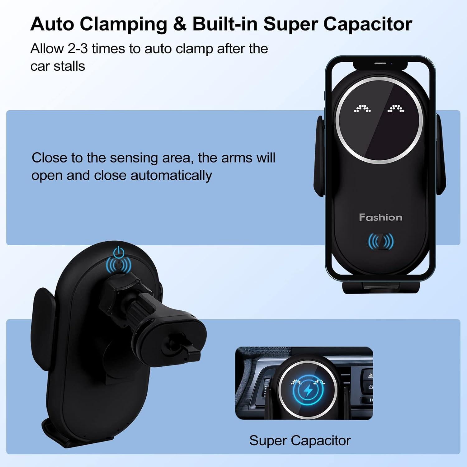 Cargador Inalámbrico para Auto Swascoger Negro 15W con Soporte