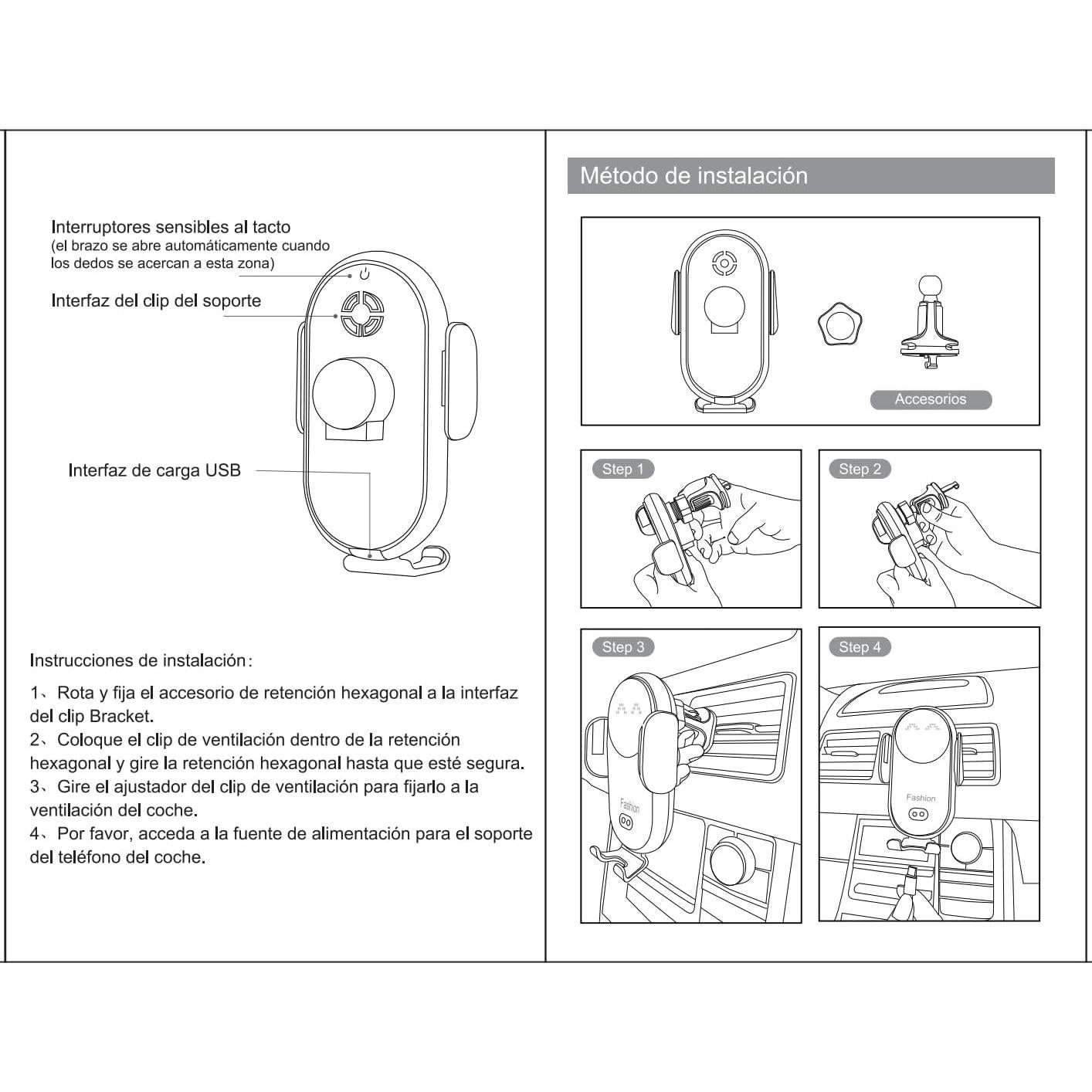 Cargador Inalámbrico para Auto Swascoger Negro 15W con Soporte