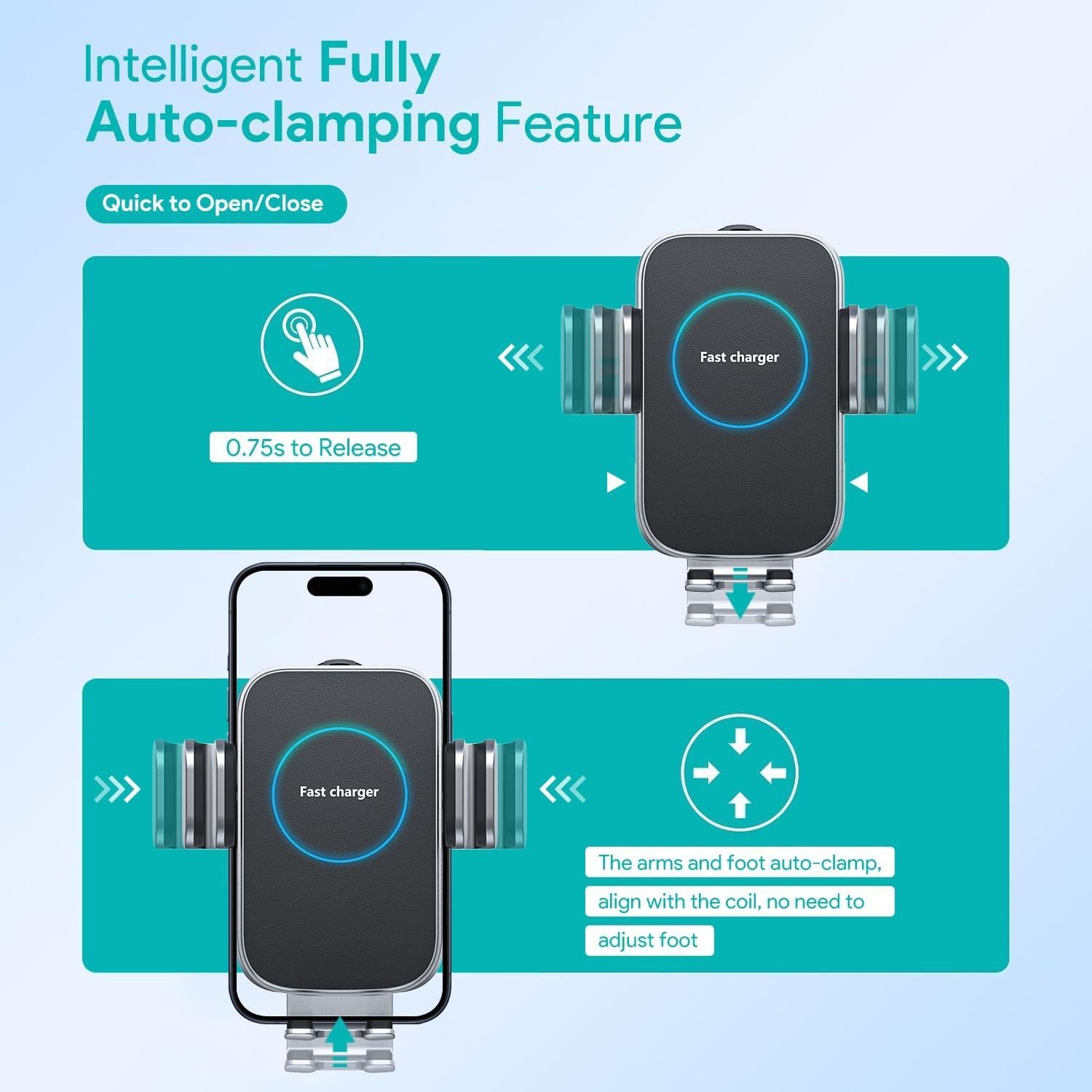 Cargador Inalámbrico para Auto TIKECO 15W Soporte Ventilación