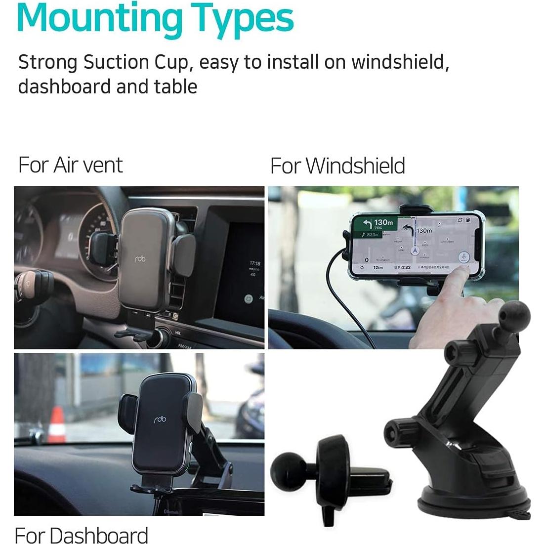 Cargador Inalámbrico para Auto REDBEAN 15W Qi con Soporte