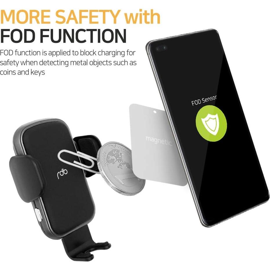 Cargador Inalámbrico para Auto REDBEAN 15W Qi con Soporte