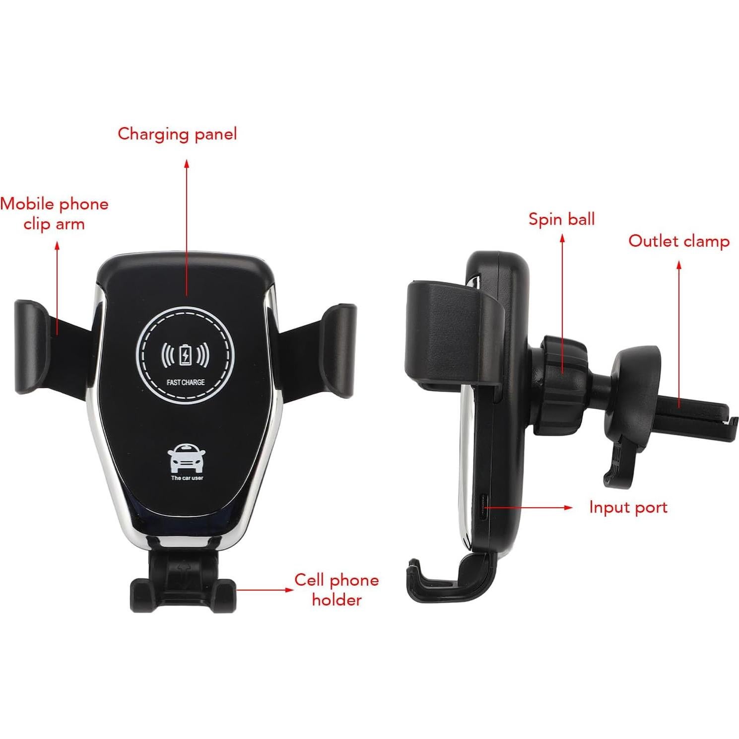 Soporte Cargador Inalámbrico para Coche GLOGLOW 15W Rotativo 360°