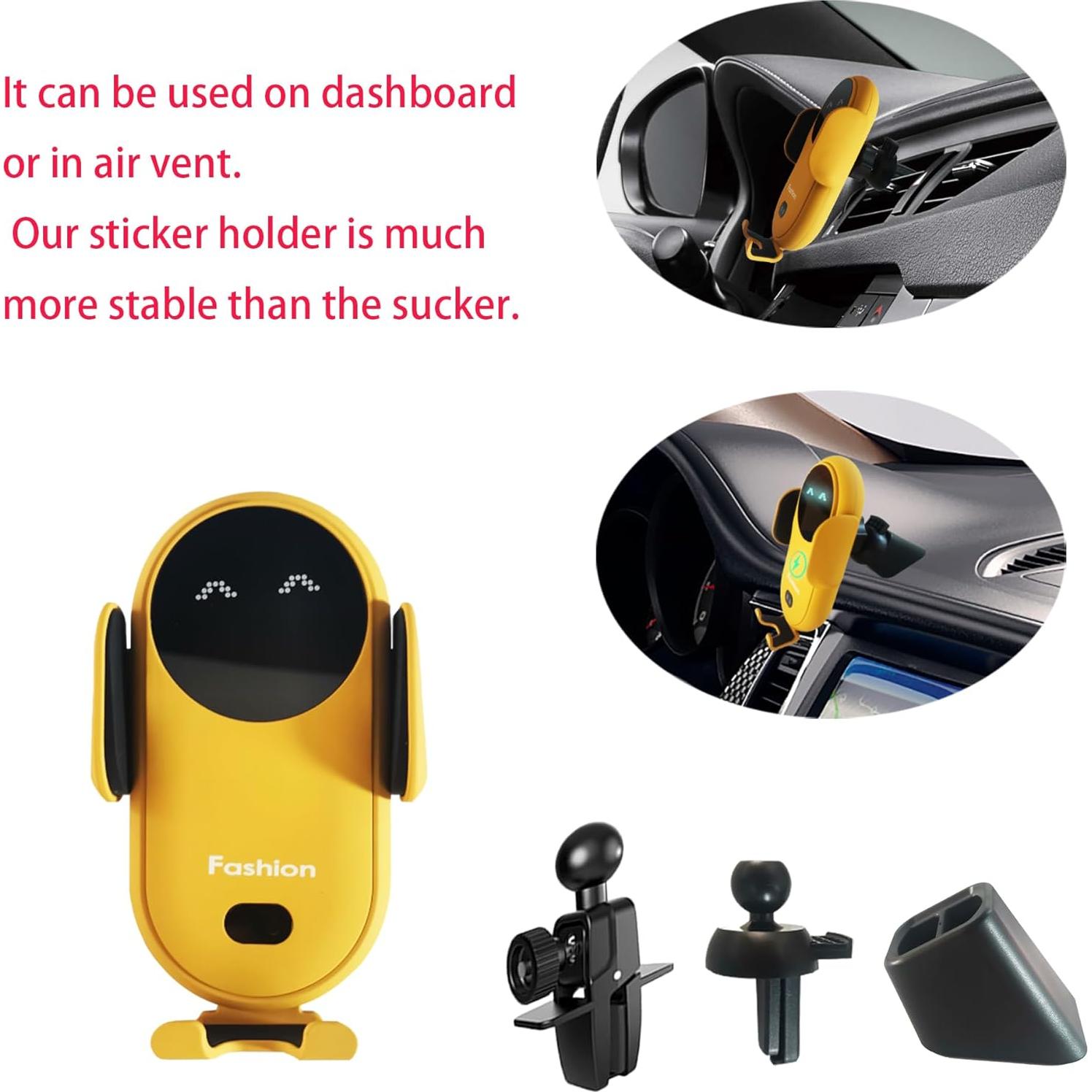 Cargador Inalámbrico para Auto Peanutech Amarillo 10W