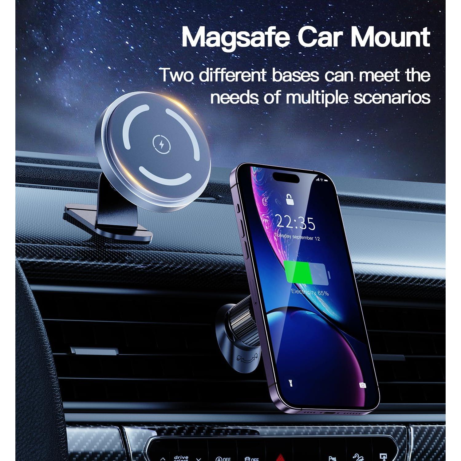 Cargador Inalámbrico para Auto LISEN 15W MagSafe Soporte Automático