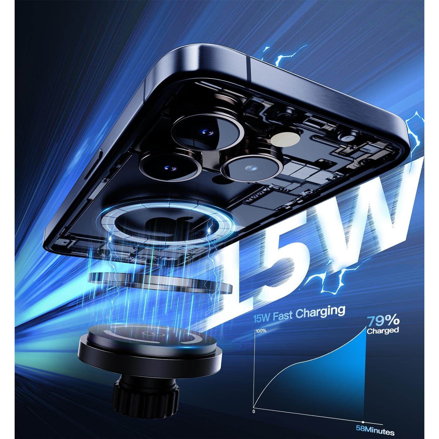 Cargador Inalámbrico para Auto LISEN 15W MagSafe Soporte Automático