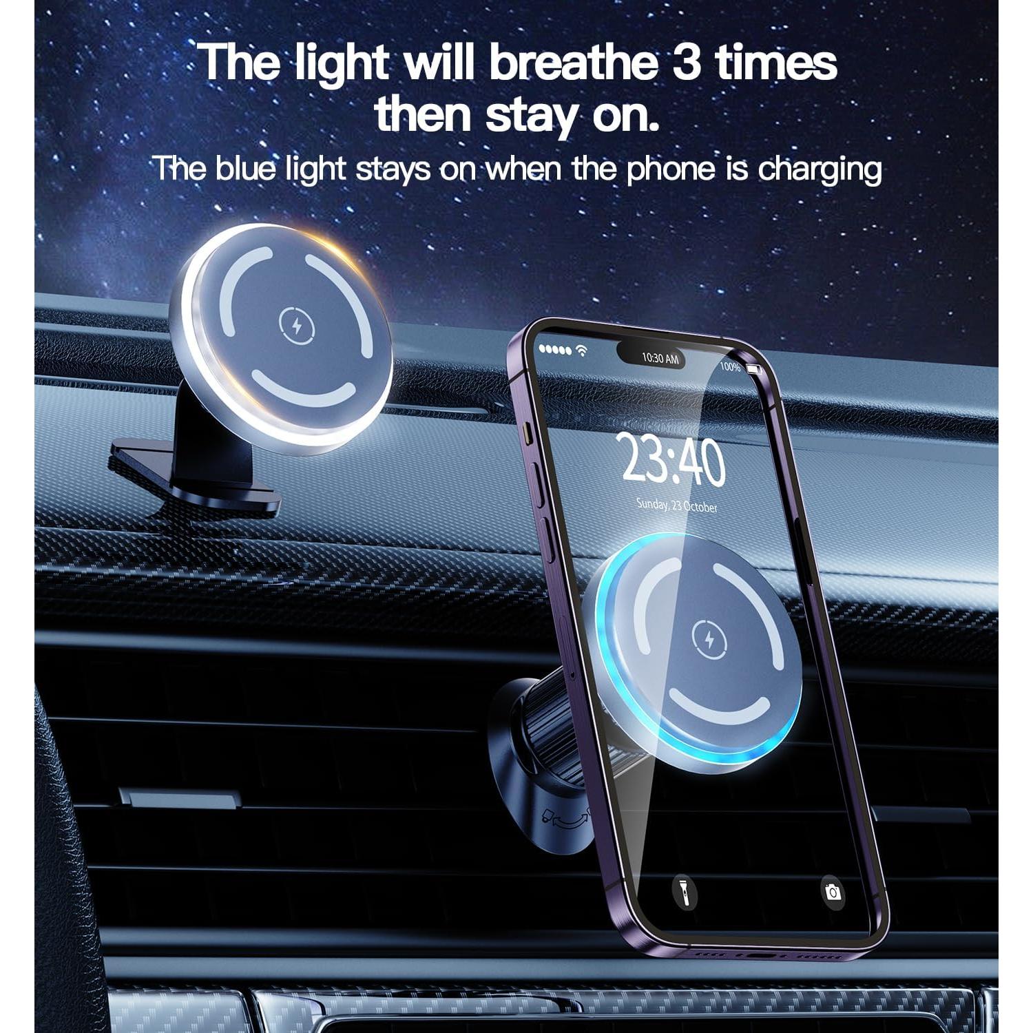 Cargador Inalámbrico para Auto LISEN 15W MagSafe Soporte Automático
