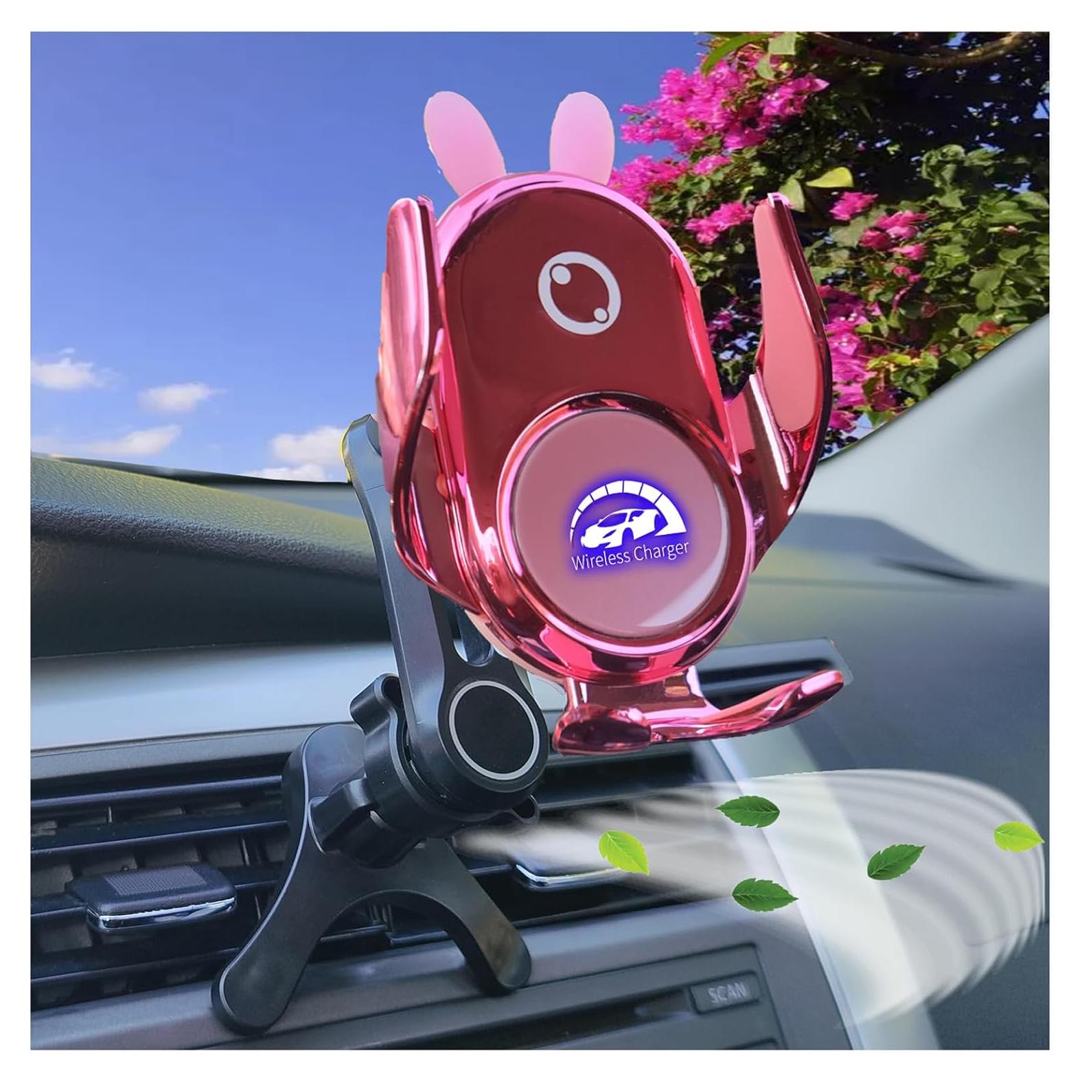 Soporte para teléfono de coche Peanutech Conejo Rosa 15W