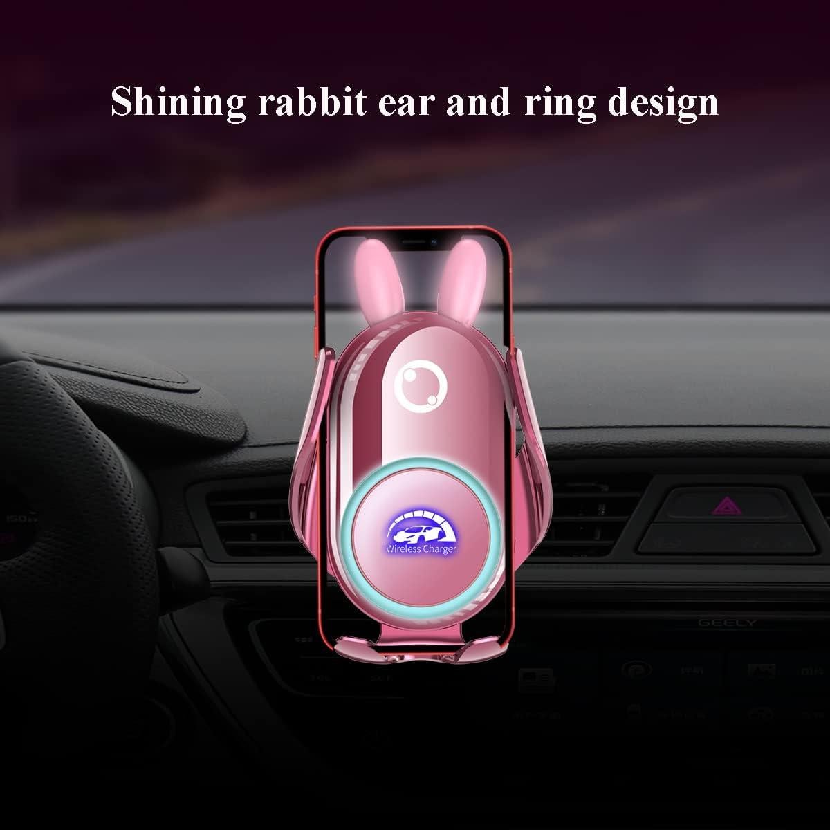 Soporte para teléfono de coche Peanutech Conejo Rosa 15W