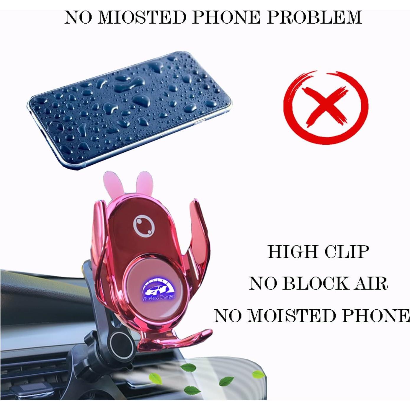 Soporte para teléfono de coche Peanutech Conejo Rosa 15W