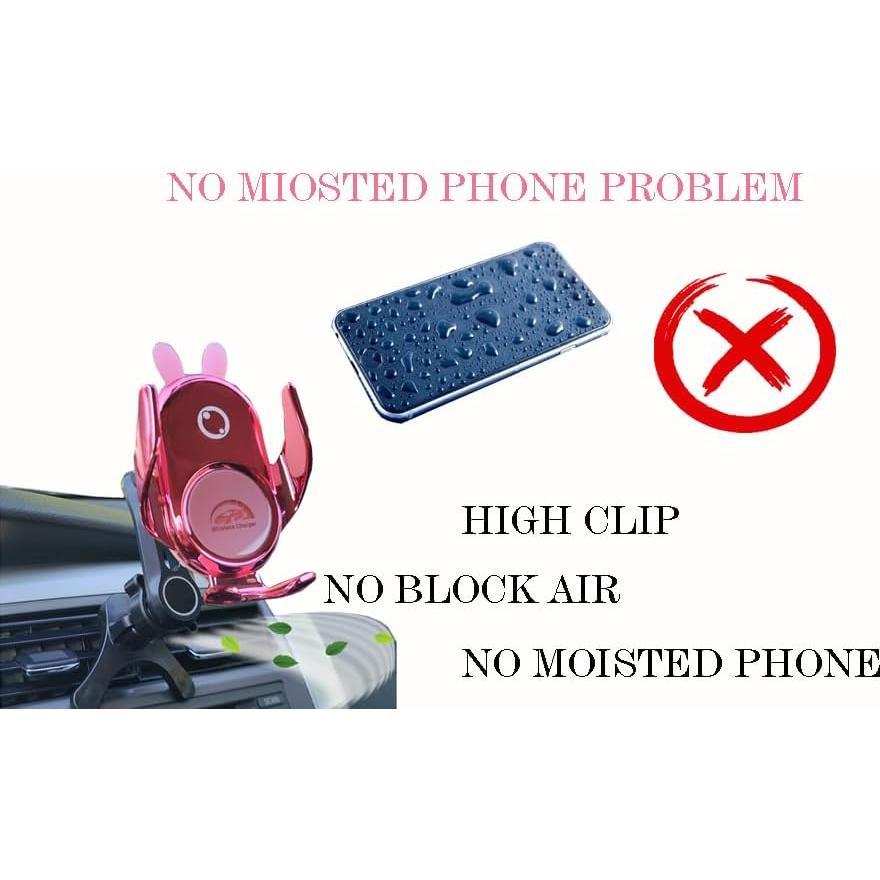 Soporte para teléfono de coche Peanutech Conejo Rosa 15W