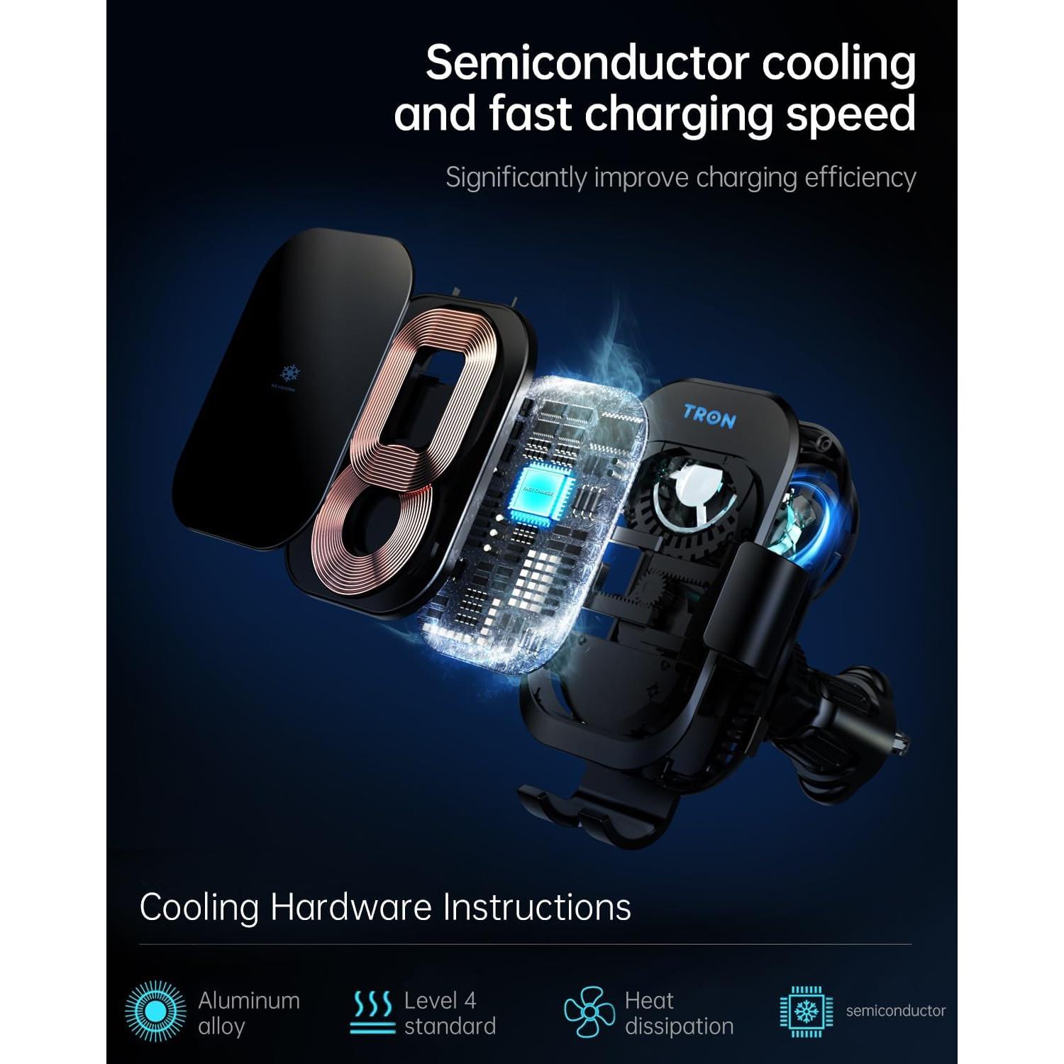Soporte de Carga Inalámbrica TRON para Automóvil 15W con Luz LED