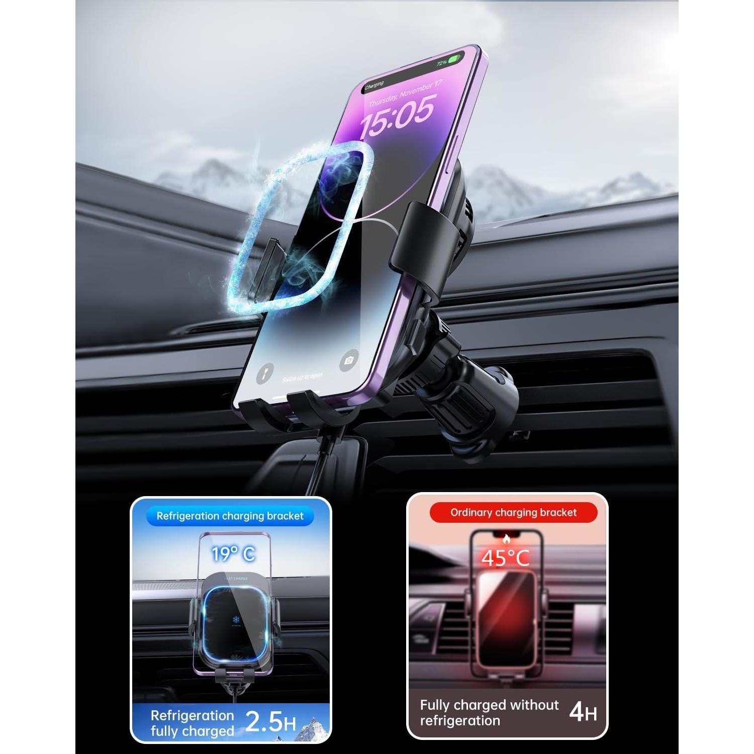 Soporte de Carga Inalámbrica TRON para Automóvil 15W con Luz LED