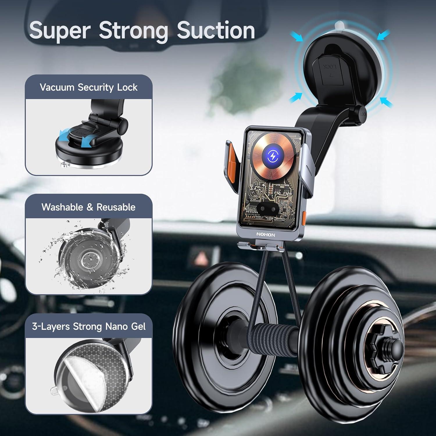 Cargador Inalámbrico para Auto NOHON T11 15W Qi con Soporte