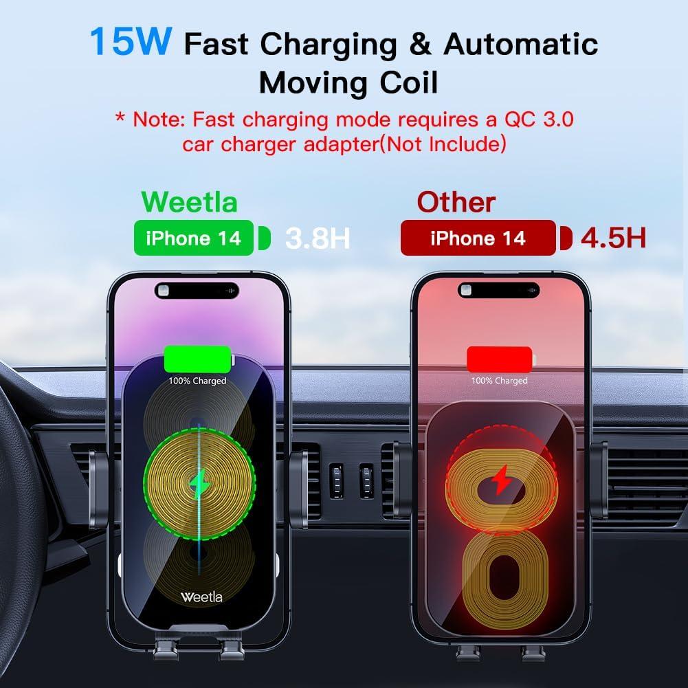 Cargador Inalámbrico para Auto Weetla M1 15W Gris