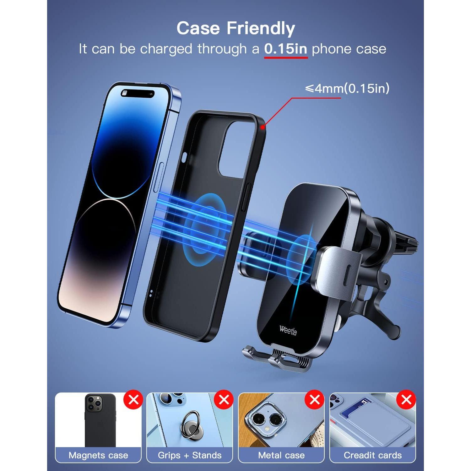 Cargador Inalámbrico para Auto Weetla M1 15W Gris