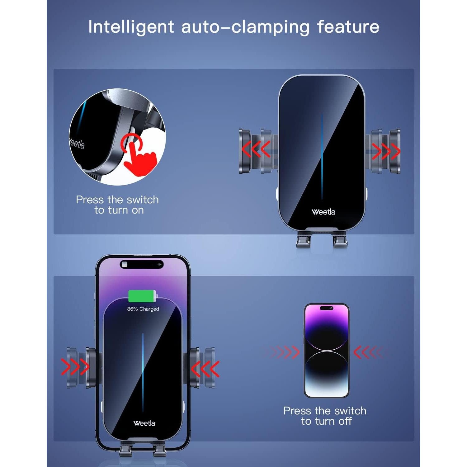 Cargador Inalámbrico para Auto Weetla M1 15W Gris