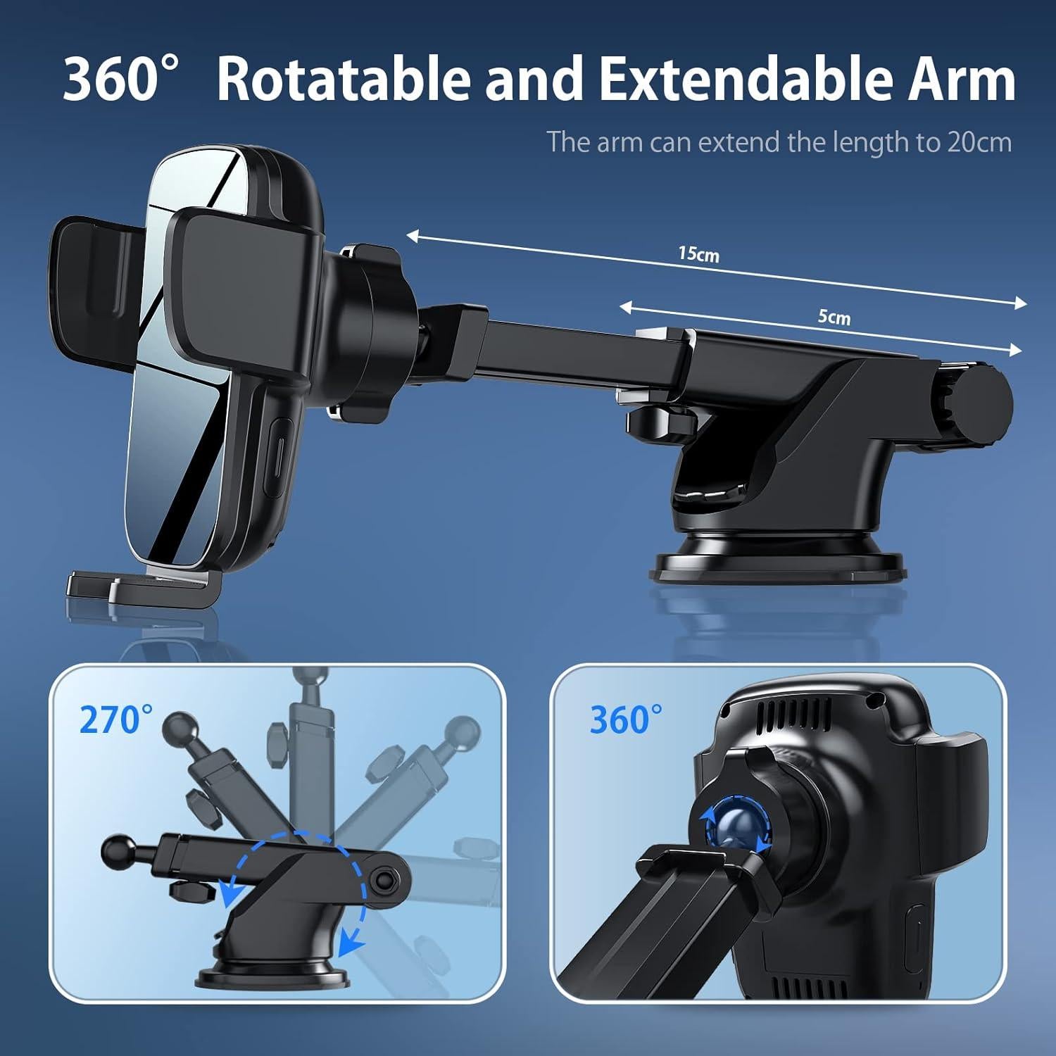 Soporte Cargador Inalámbrico Auto SONRU WP20-C 15W Negro