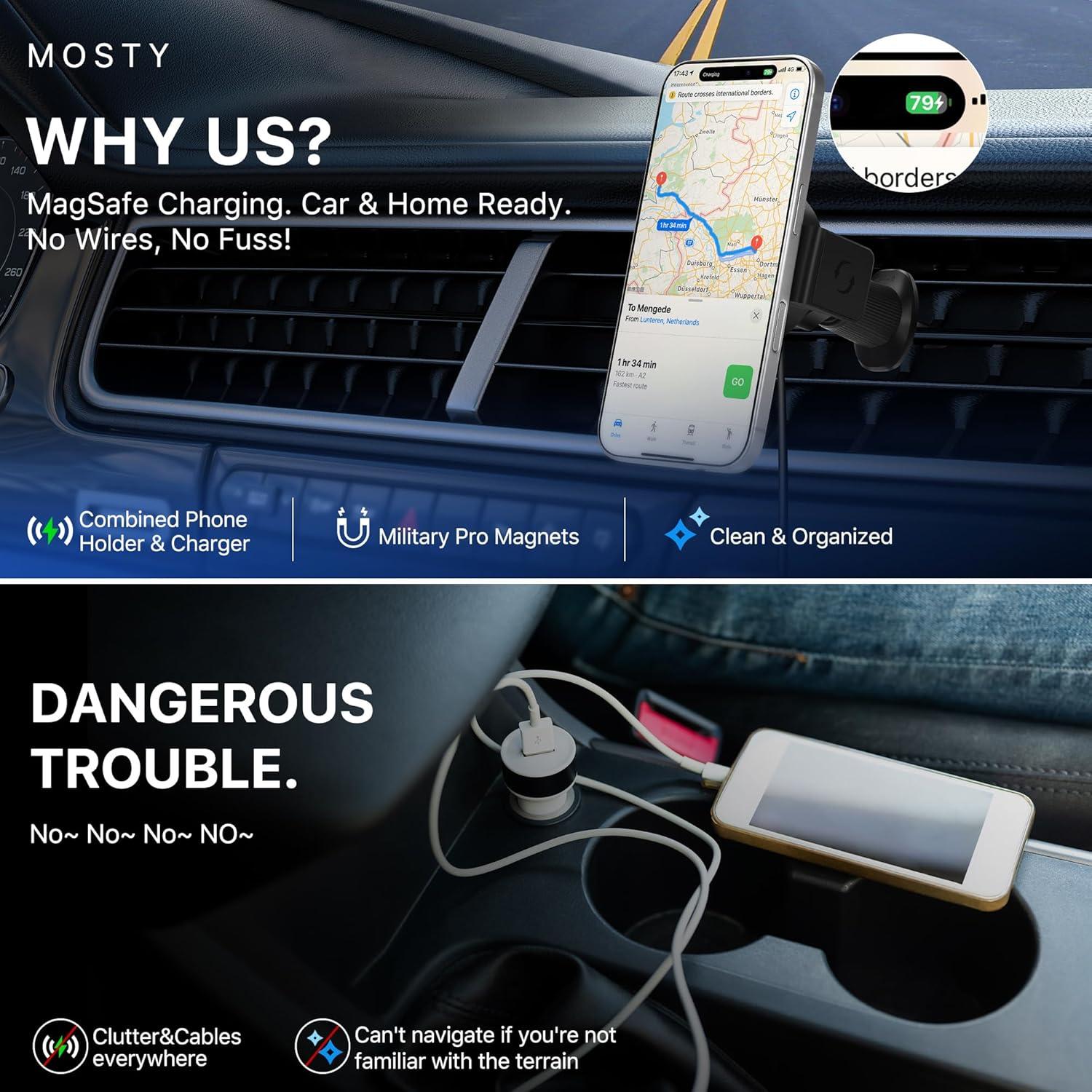 Cargador Inalámbrico Rápido MagSafe 15W MOSTY para iPhone y Samsung