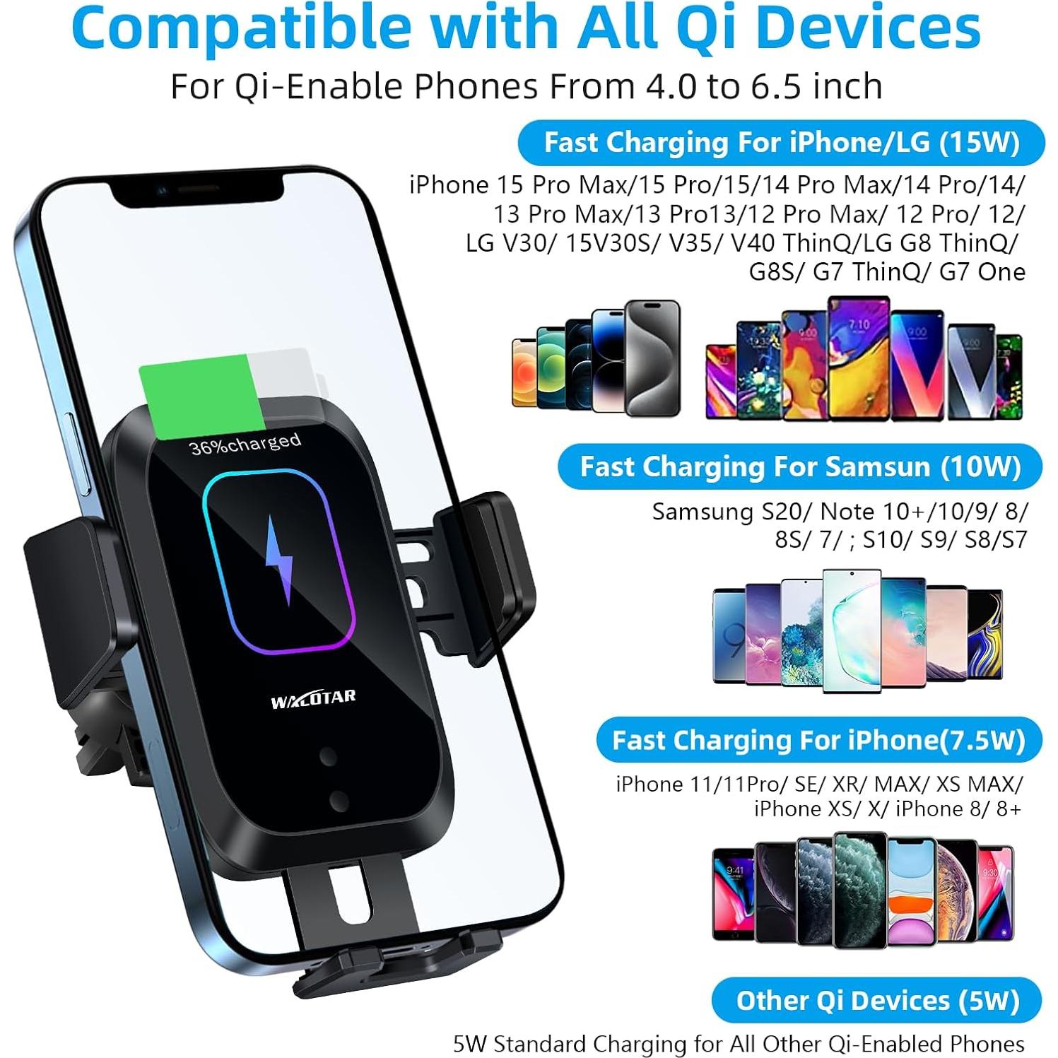 Soporte para Teléfono con Cargador Inalámbrico 15W Enomol