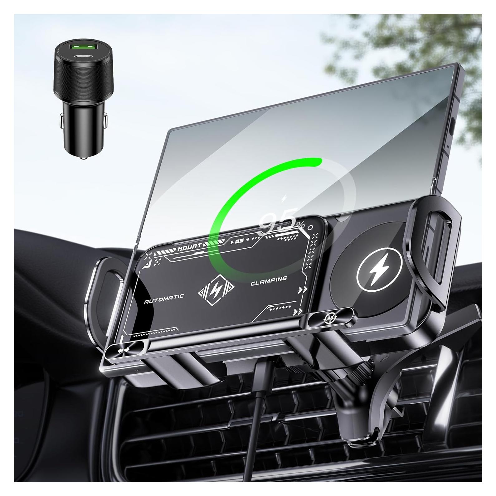 Soporte Cargador Inalámbrico Auto JDHDL 15W Doble Bobina