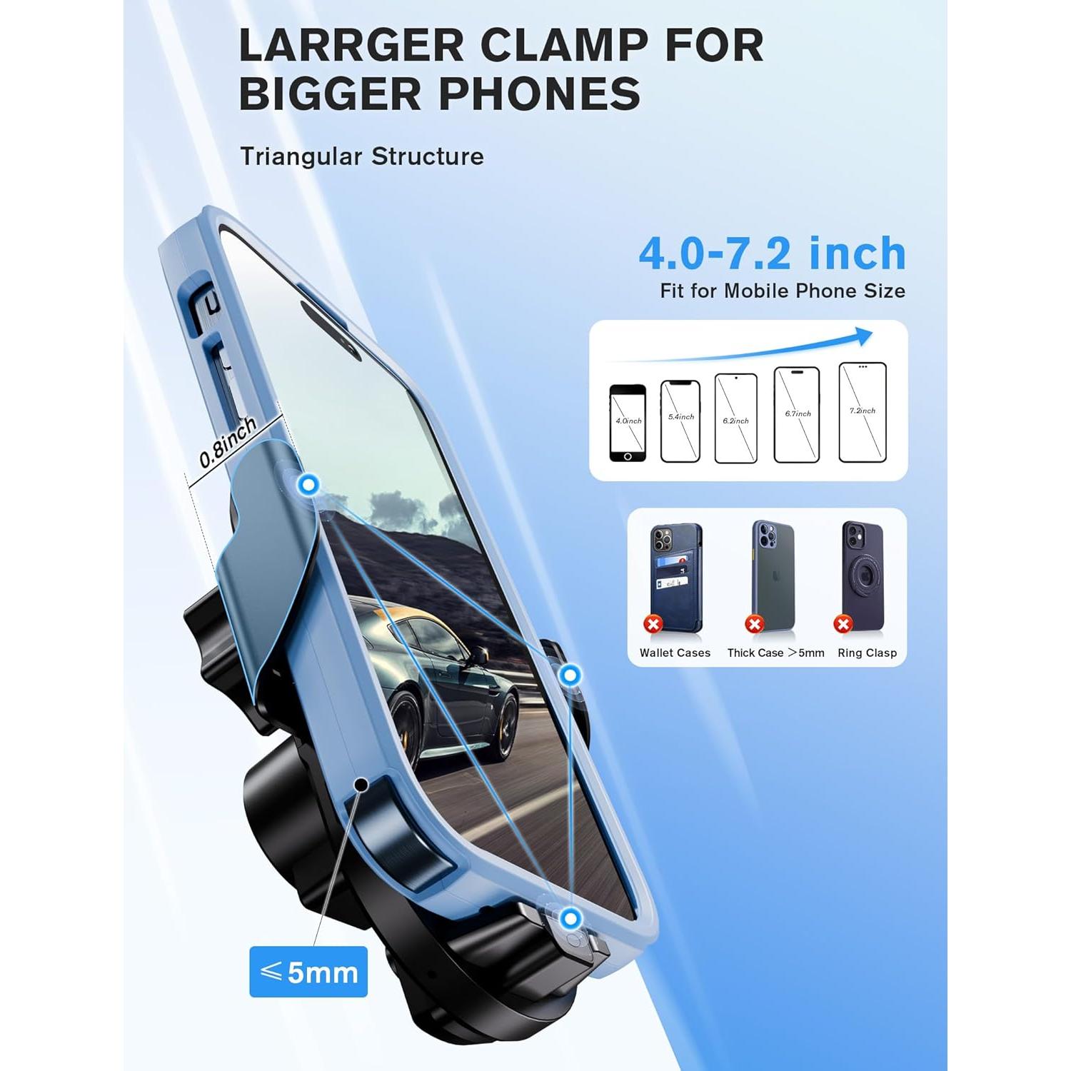 Cargador Inalámbrico Rápido 15W Visnfa para Auto con Soporte