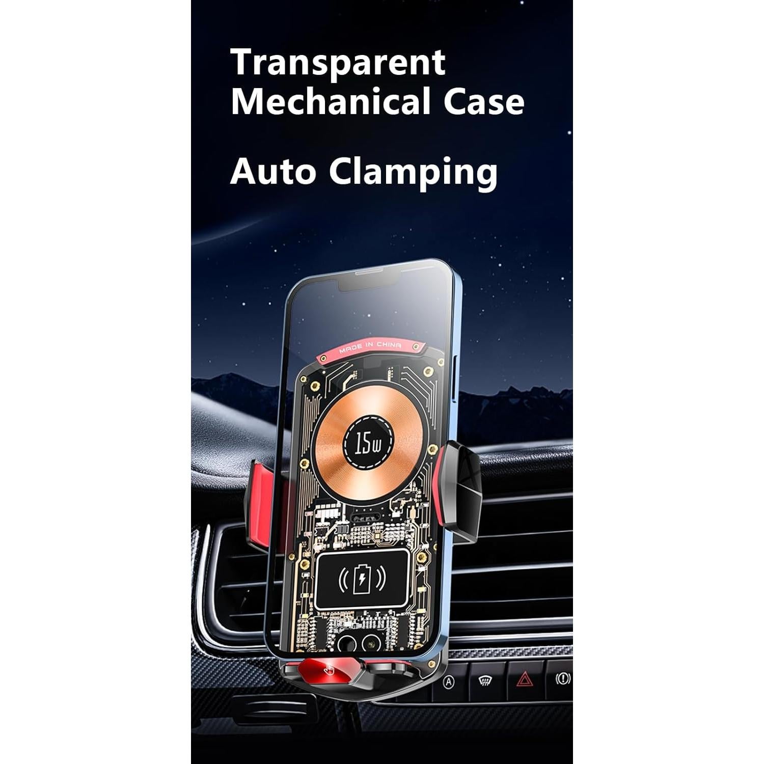 Soporte Cargador Inalámbrico Auto Ryaacphi 15W Ventilación