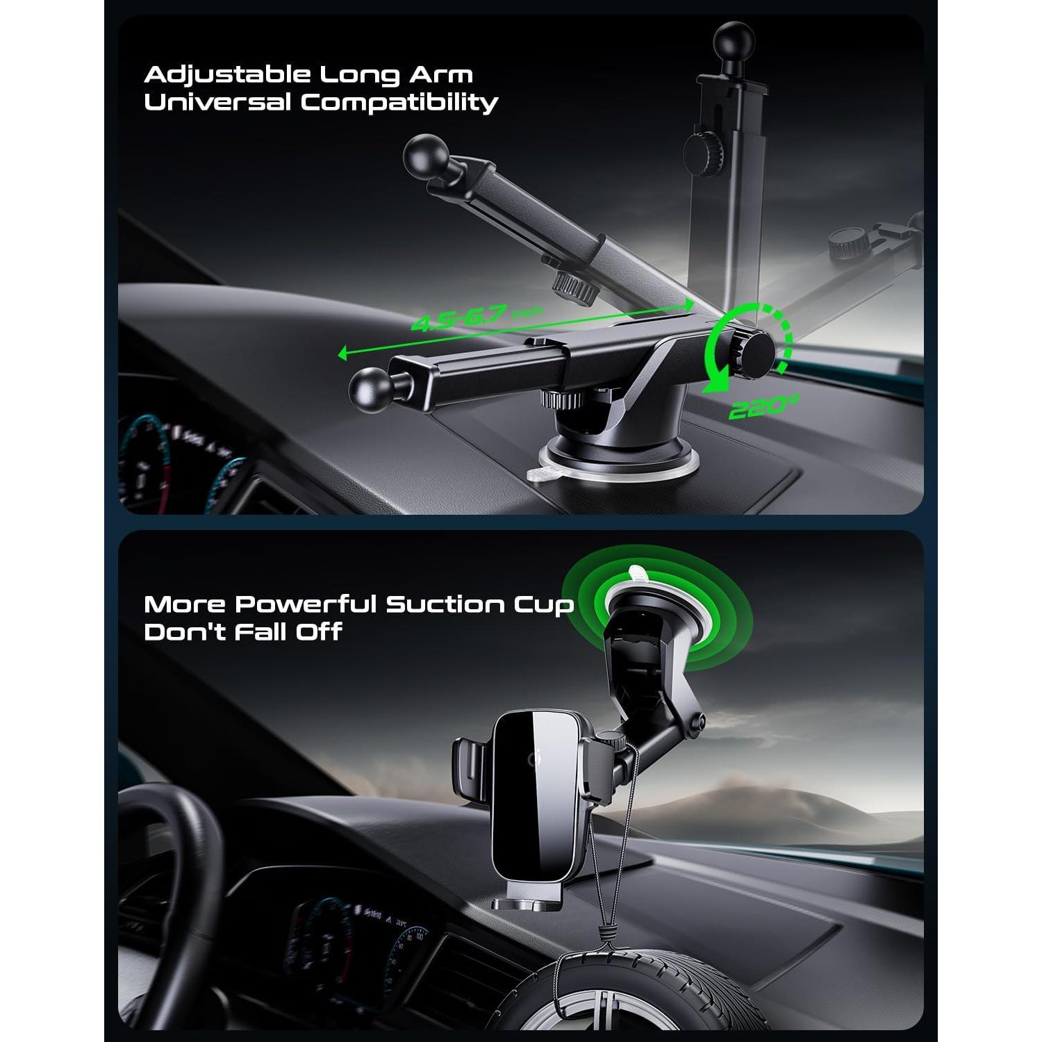 Soporte de teléfono para coche eazpower con cargador Qi 15W