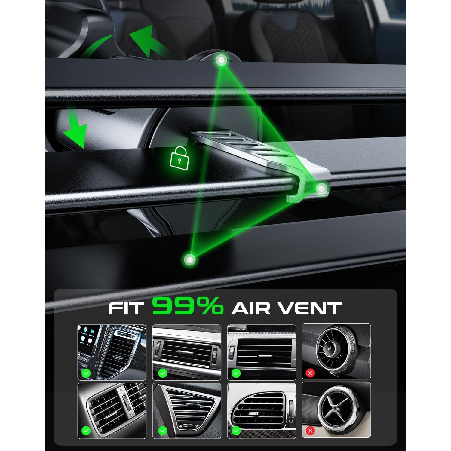 Soporte de teléfono para coche eazpower con cargador Qi 15W