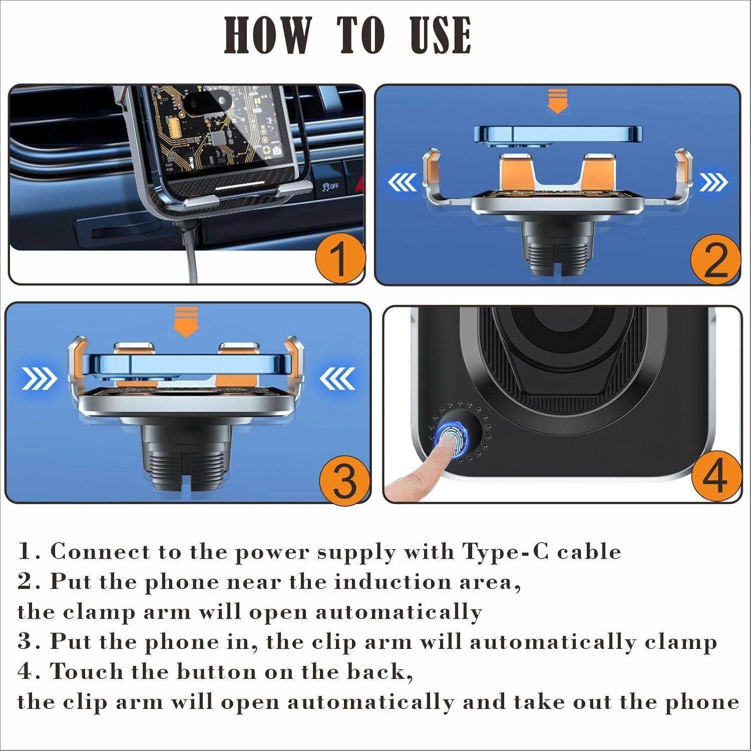 Soporte Cargador Inalámbrico de Coche SUONEE 15W Automático