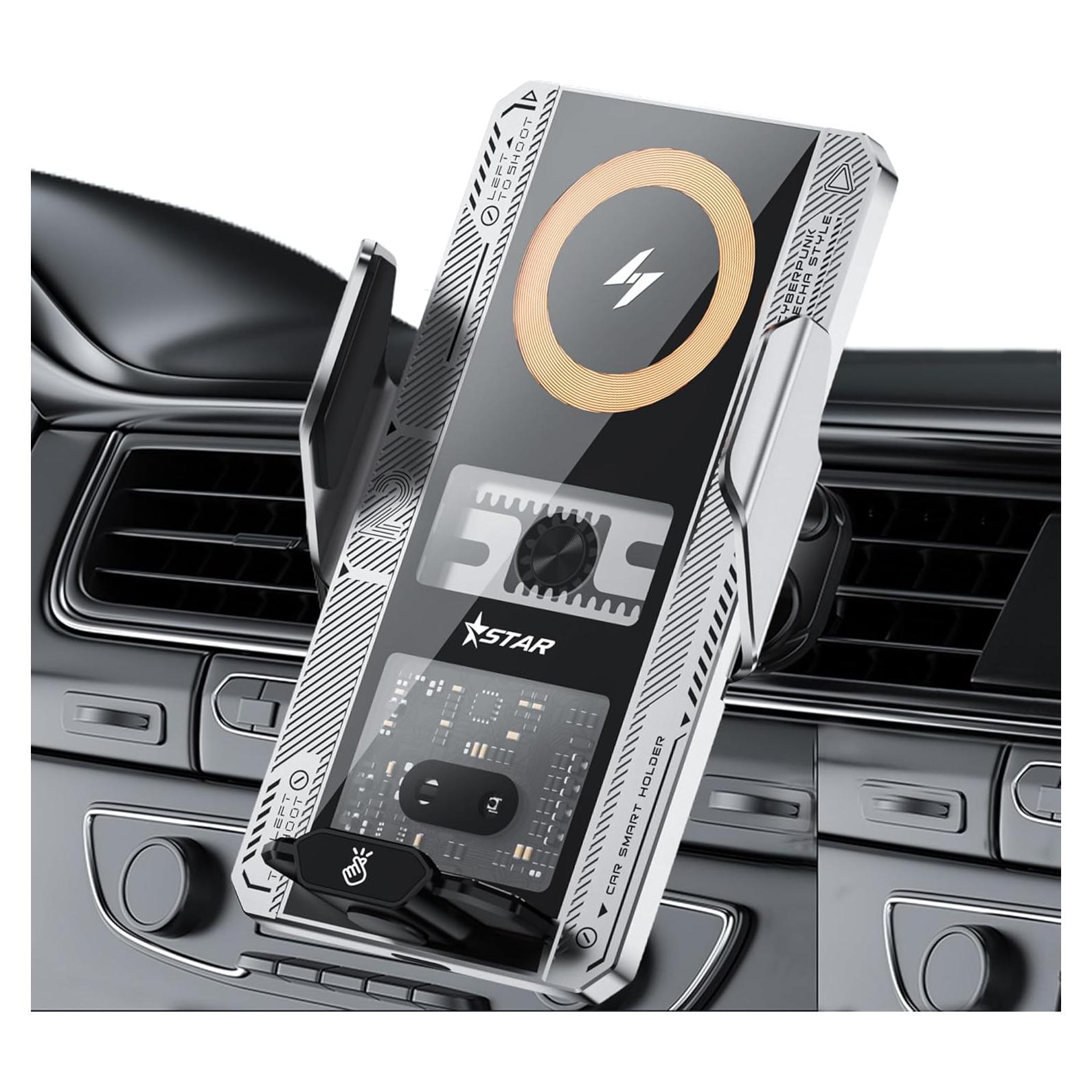 Cargador de coche inalámbrico 15W para iPhone y Samsung