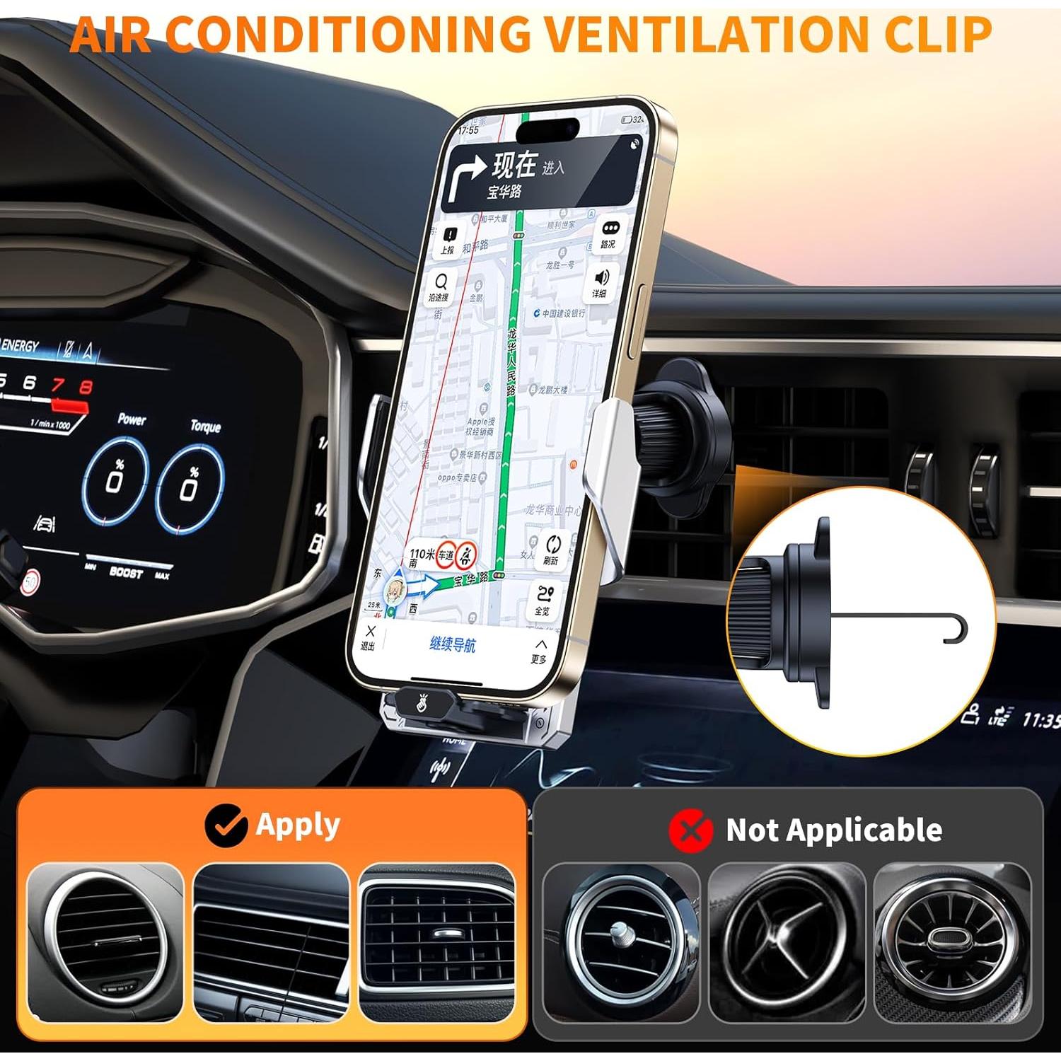 Cargador de coche inalámbrico 15W para iPhone y Samsung