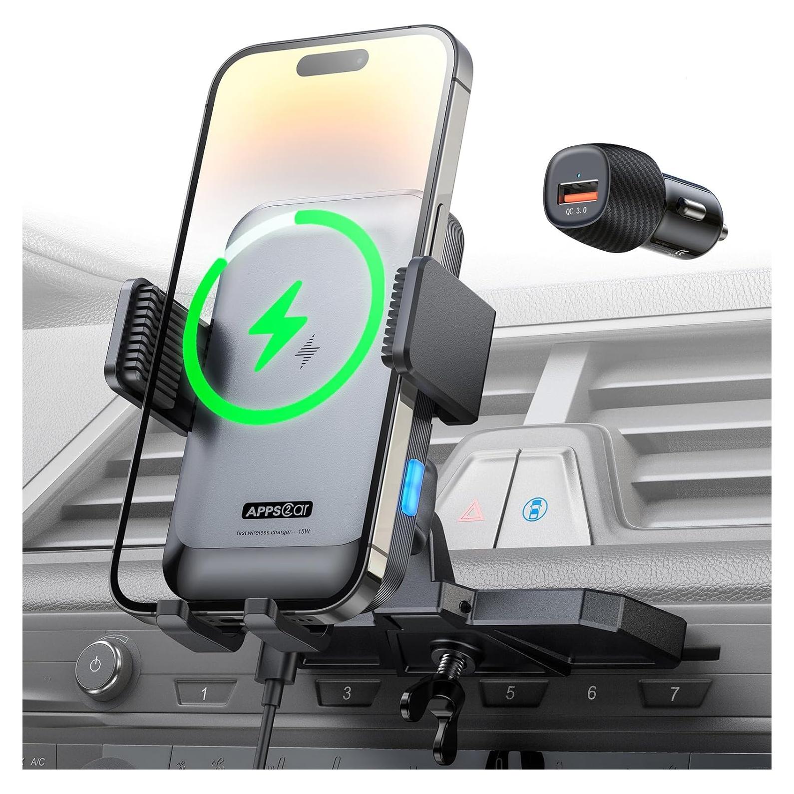 Soporte Cargador Inalámbrico para Auto APPS2Car 15W CD