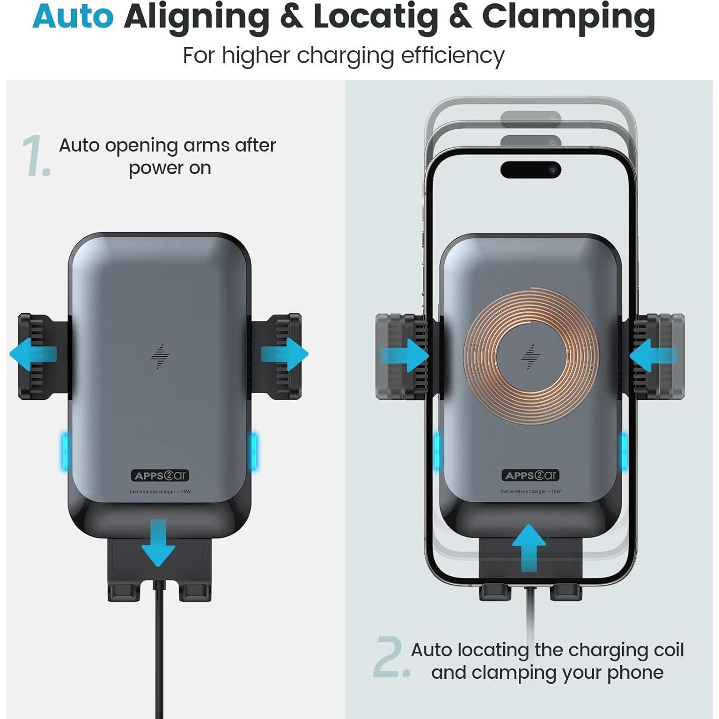 Soporte Cargador Inalámbrico para Auto APPS2Car 15W CD