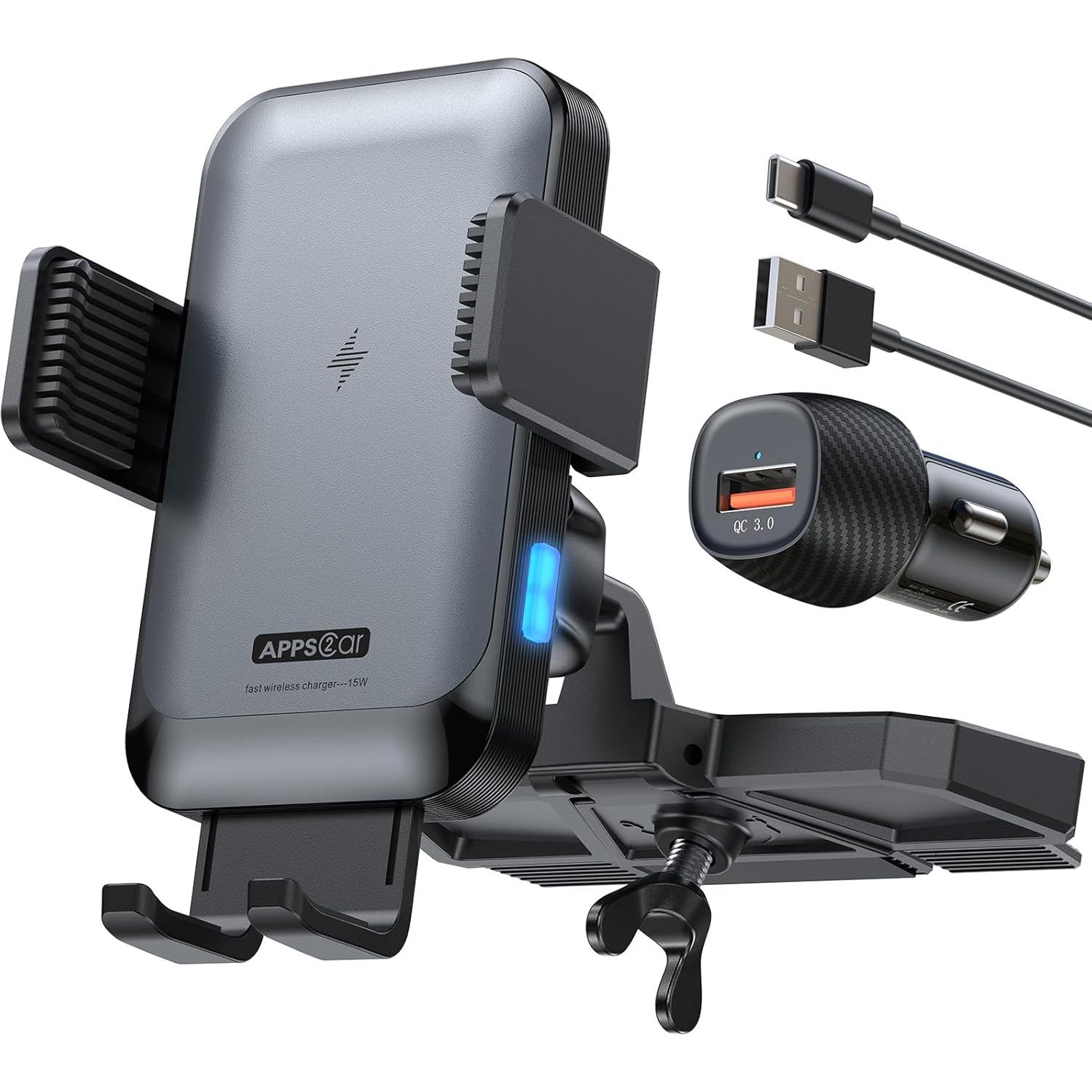 Soporte Cargador Inalámbrico para Auto APPS2Car 15W CD