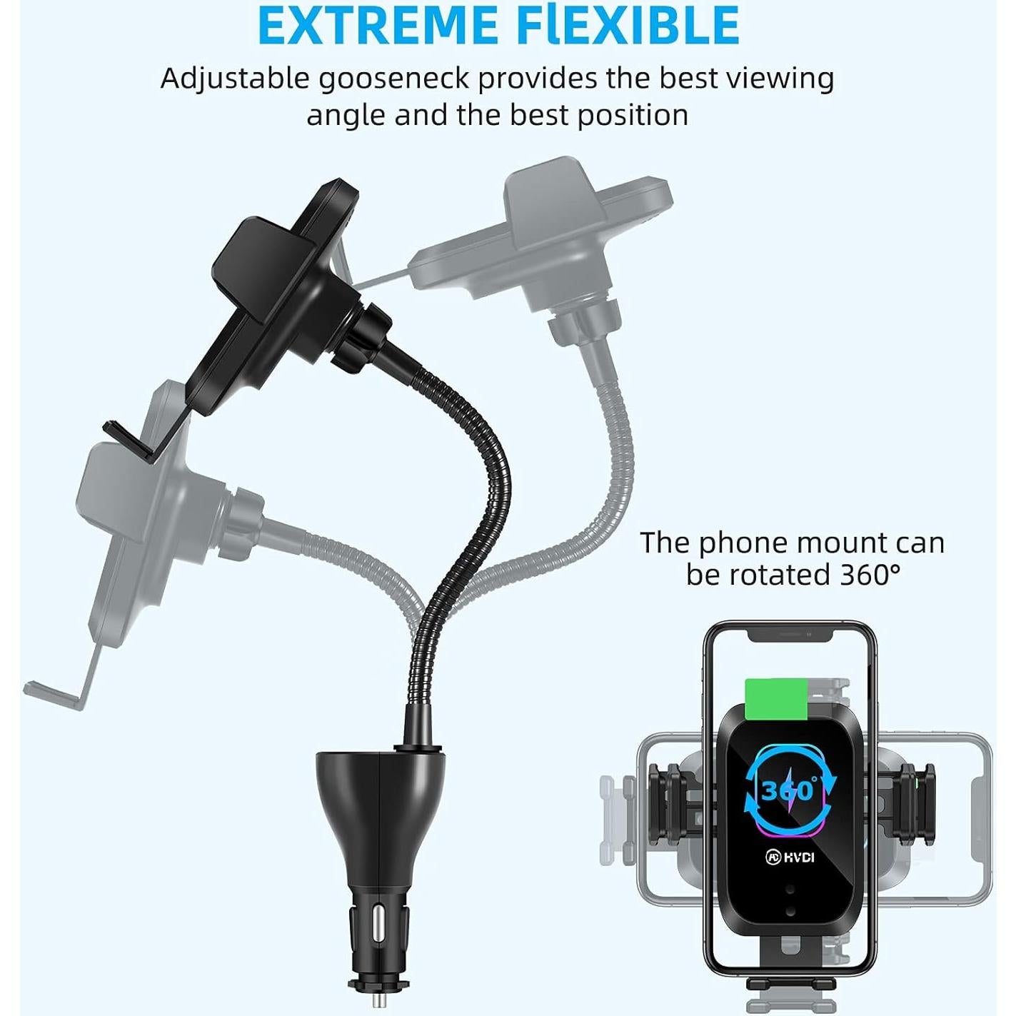 Soporte Cargador Inalámbrico Auto HVDI 15W Qi Doble Puerto QC 3.0