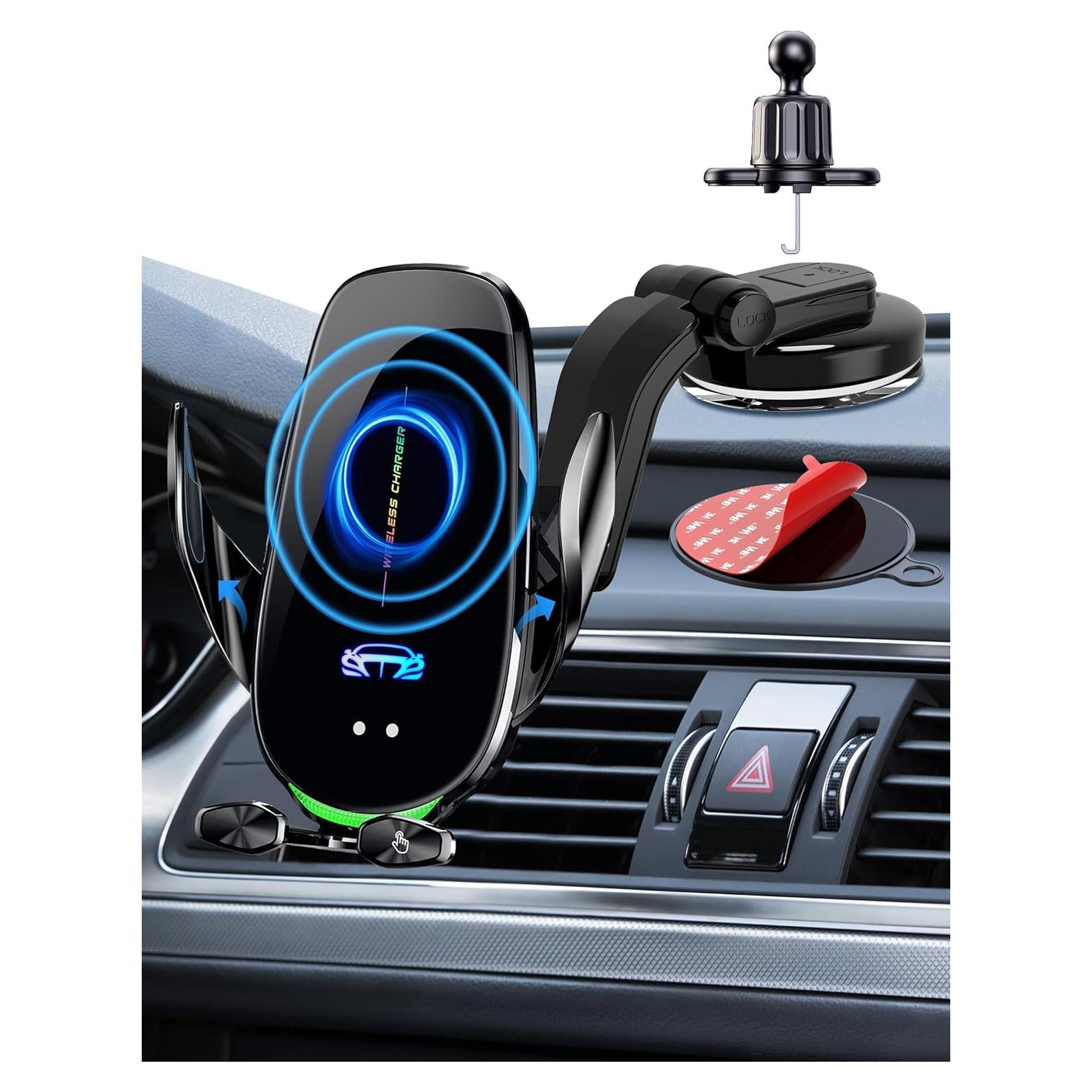 Soporte Cargador Inalámbrico Auto QFUP A3 15W con Ventosa