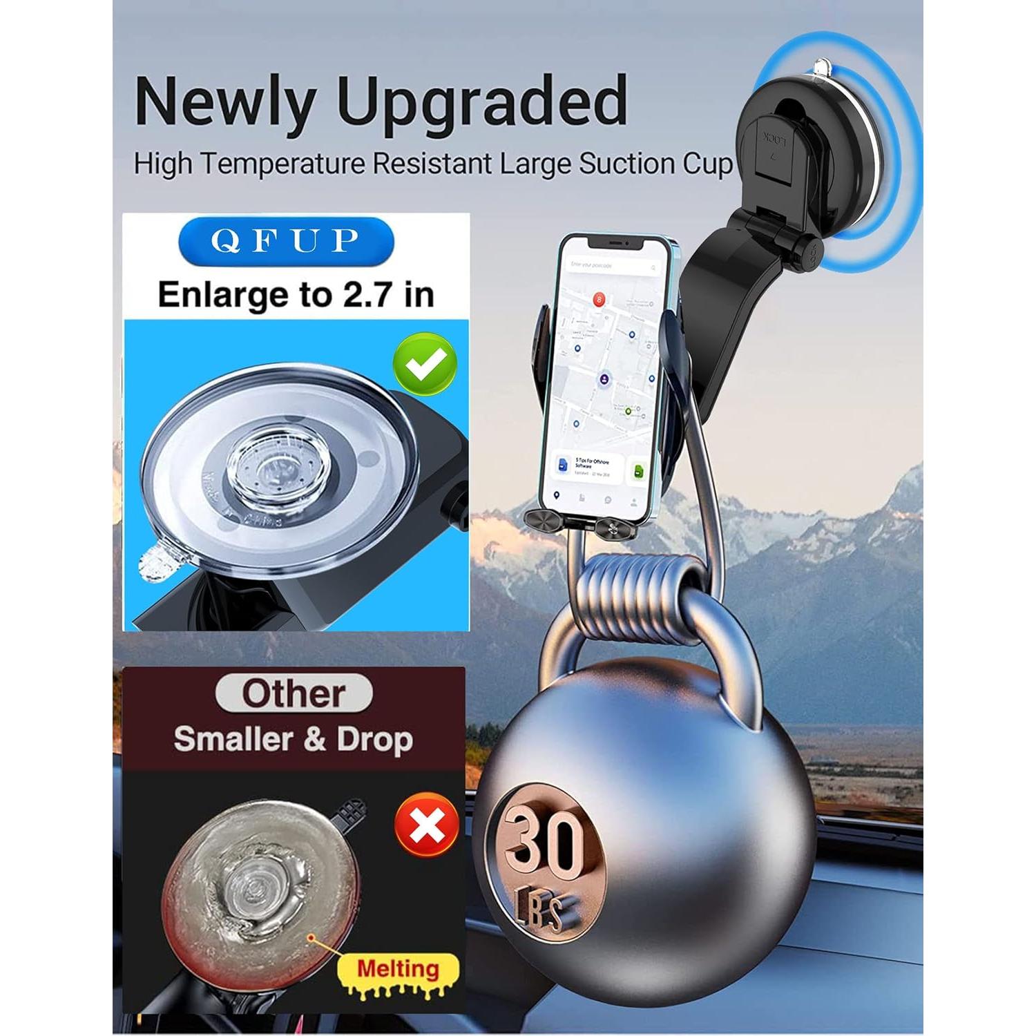 Soporte Cargador Inalámbrico Auto QFUP A3 15W con Ventosa