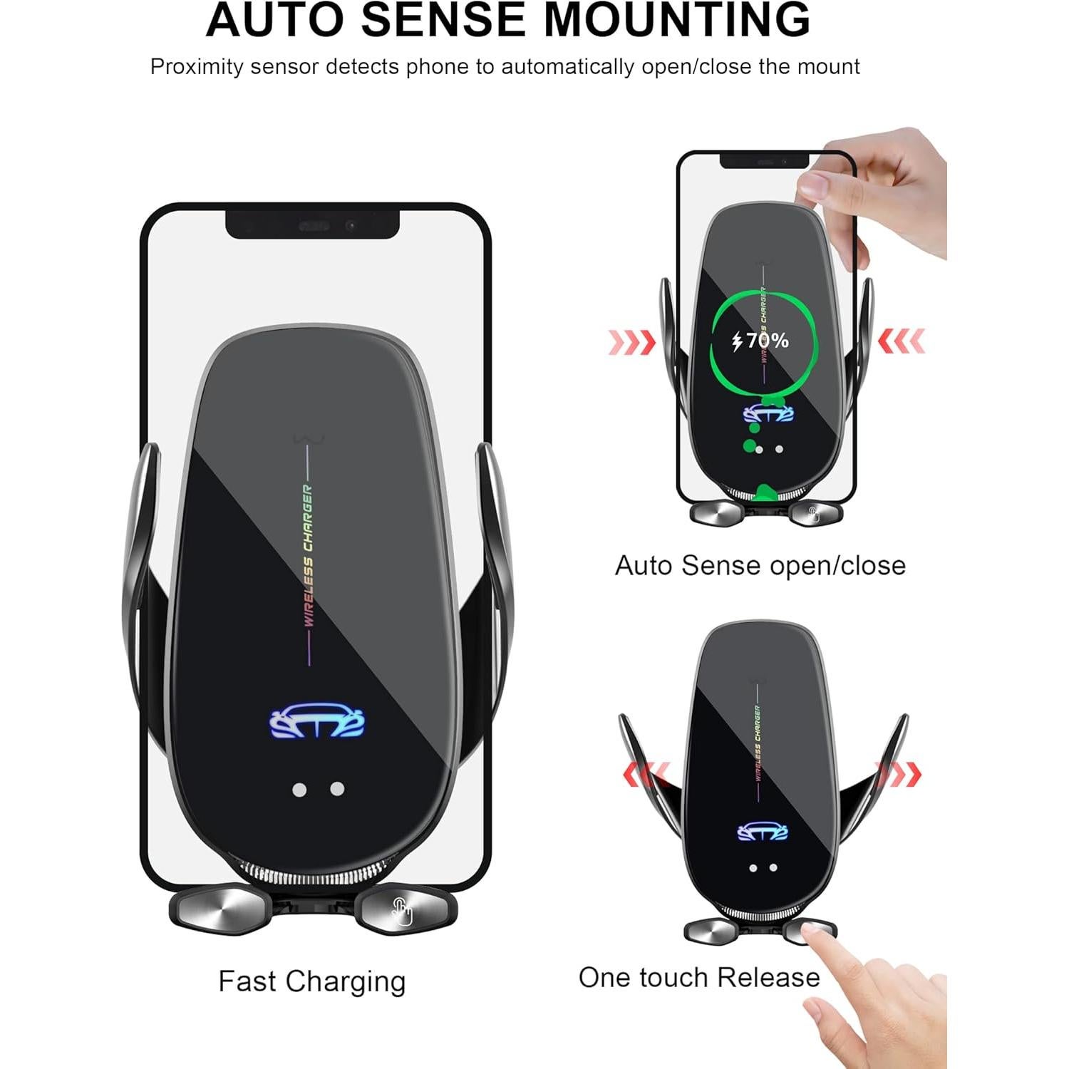 Soporte Cargador Inalámbrico Auto QFUP A3 15W con Ventosa