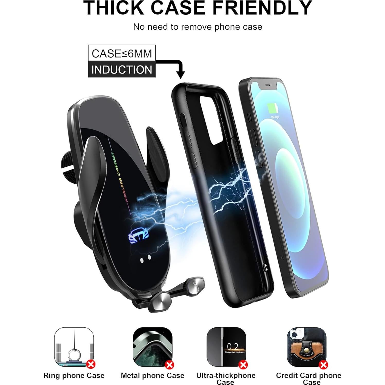 Soporte Cargador Inalámbrico Auto QFUP A3 15W con Ventosa