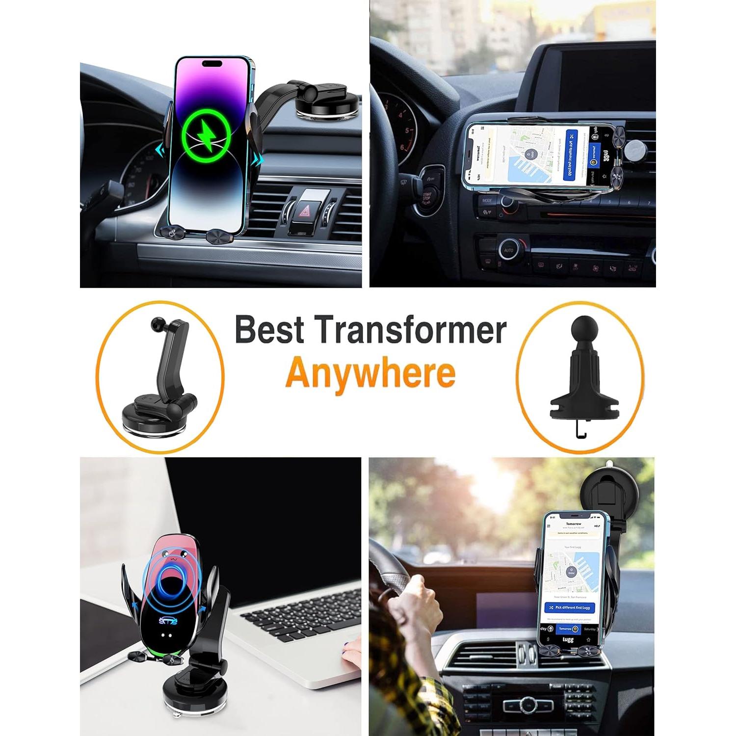 Soporte Cargador Inalámbrico Auto QFUP A3 15W con Ventosa