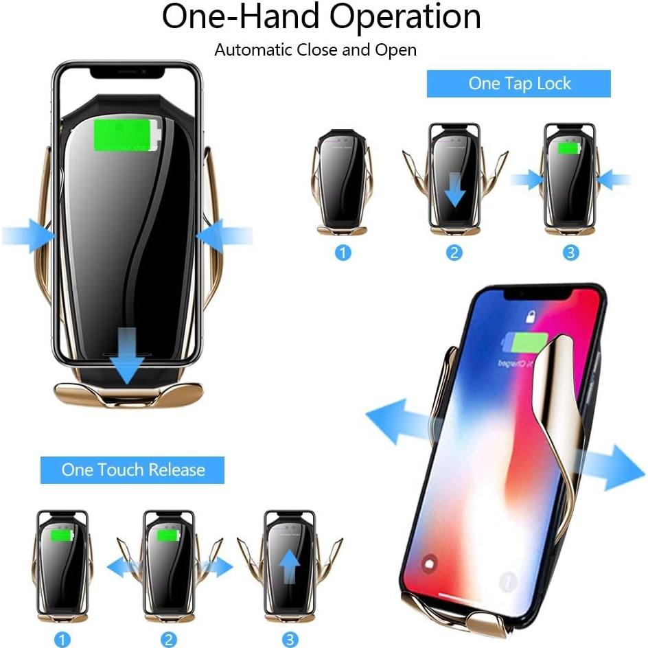 Soporte Cargador Inalámbrico Auto Erke 10W Qi Oro Champán