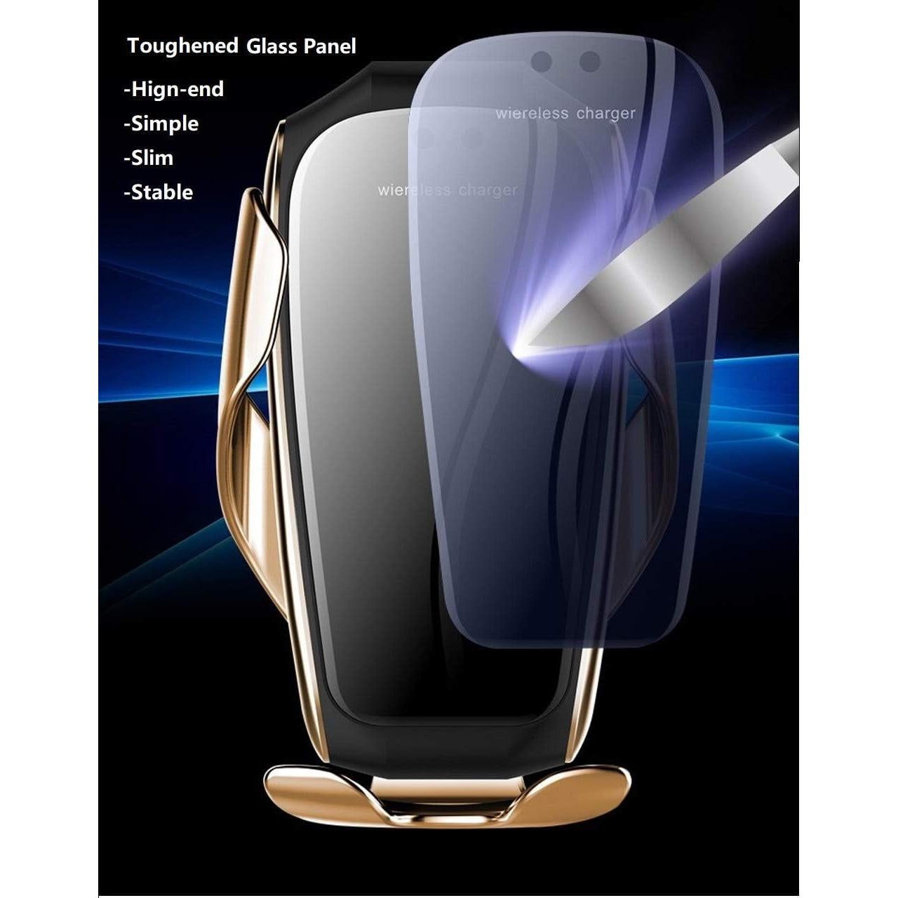 Soporte Cargador Inalámbrico Auto Erke 10W Qi Oro Champán